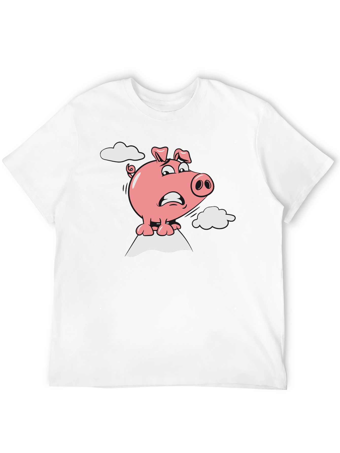 Worried Pig Cartoon Graphic Tee