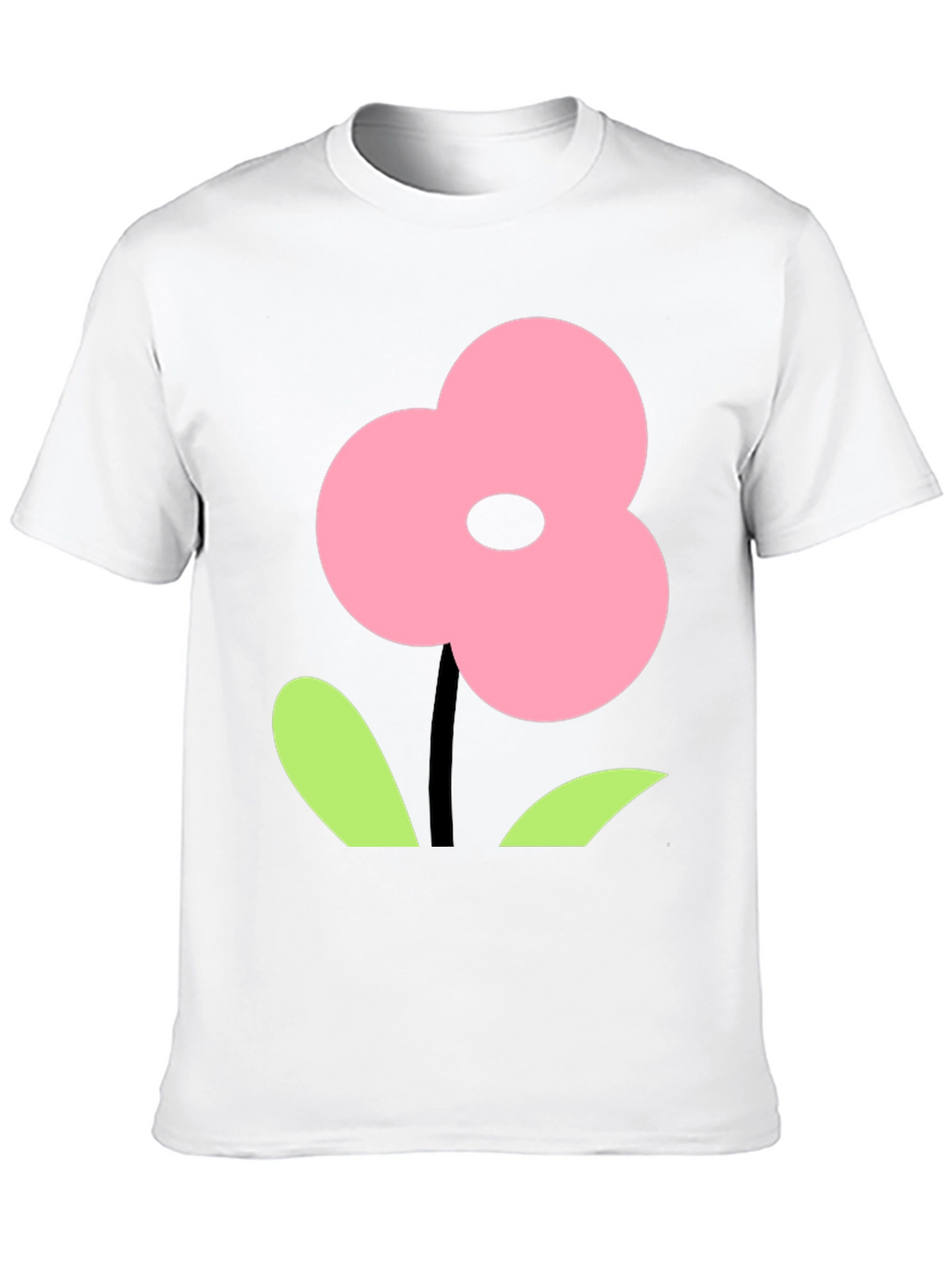 Pink Flower Graphic Black T-Shirt