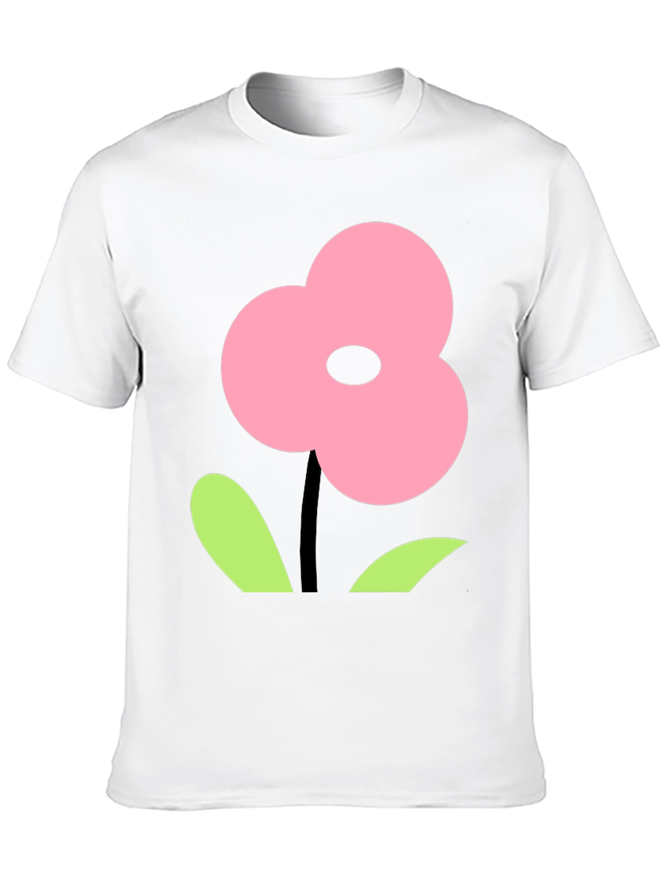 Pink Flower Graphic Black T-Shirt