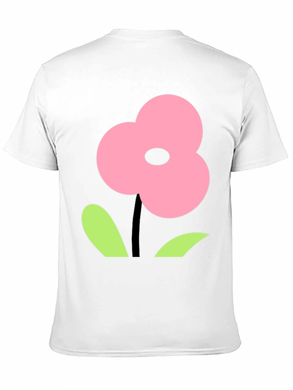 Pink Flower Graphic Black T-Shirt