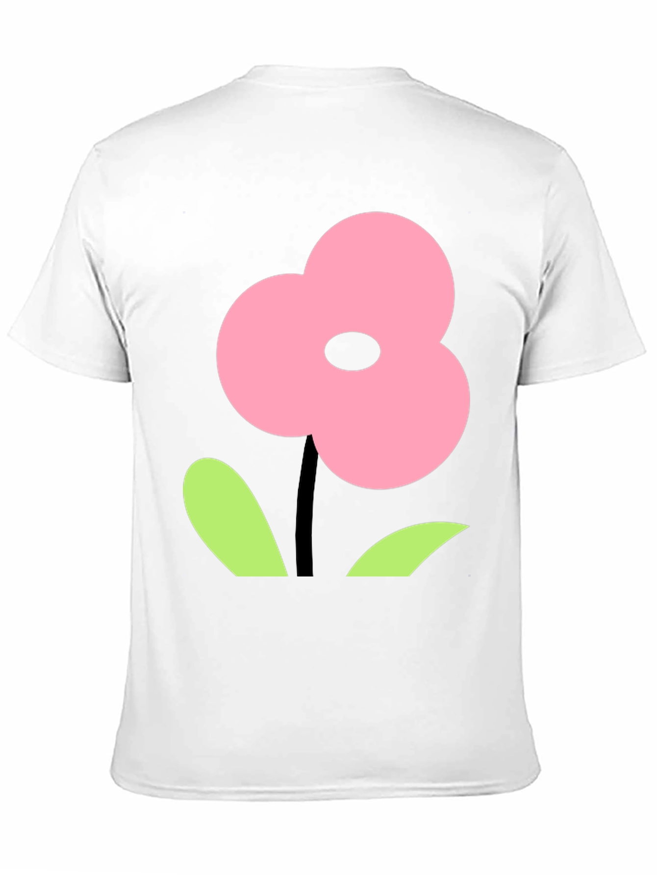 Pink Flower Graphic Black T-Shirt