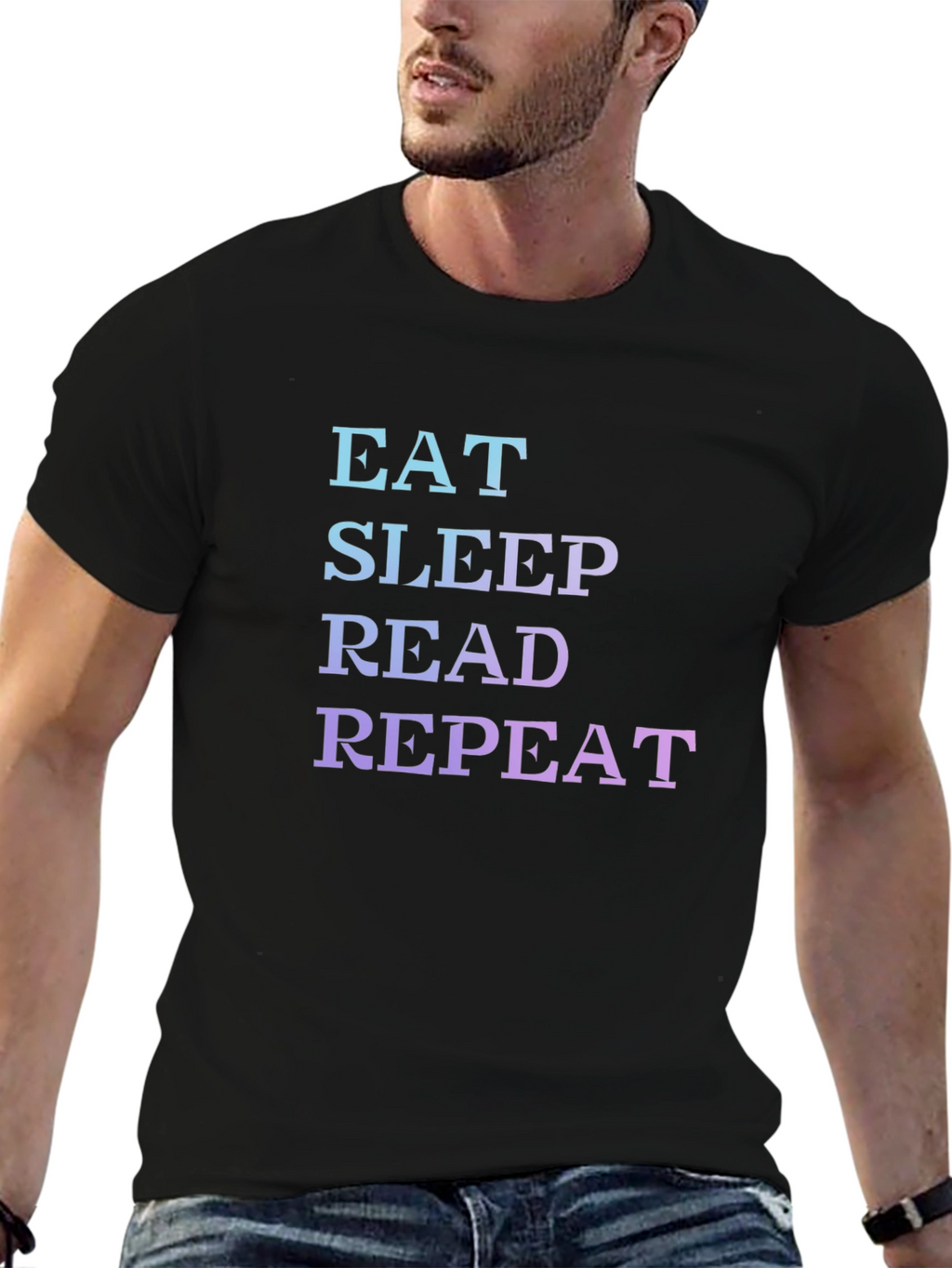 Eat Sleep Read Repeat Black T-Shirt