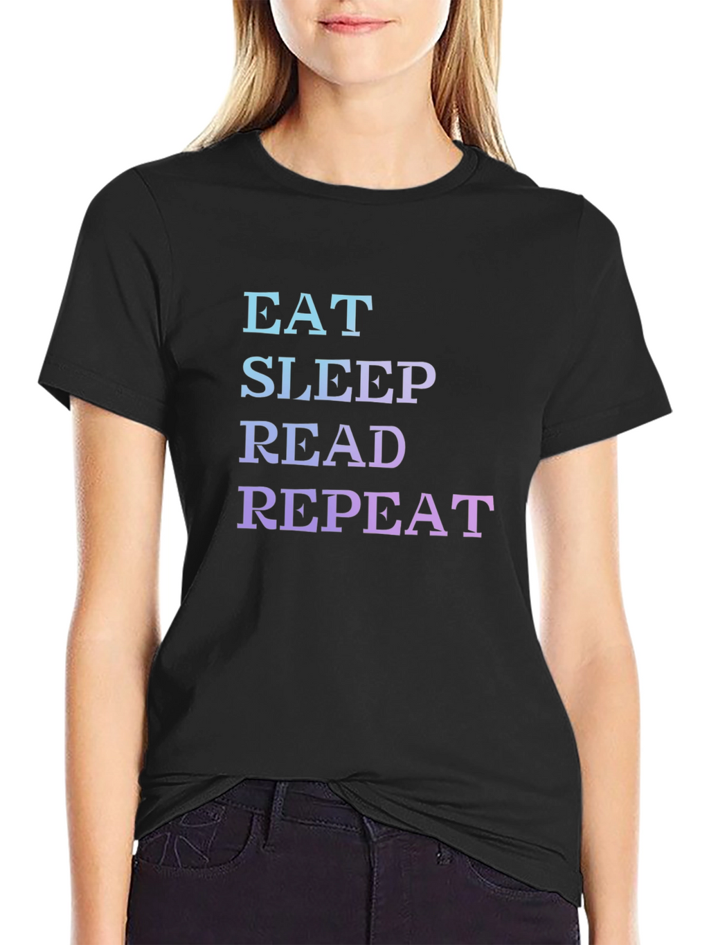 Eat Sleep Read Repeat Black T-Shirt