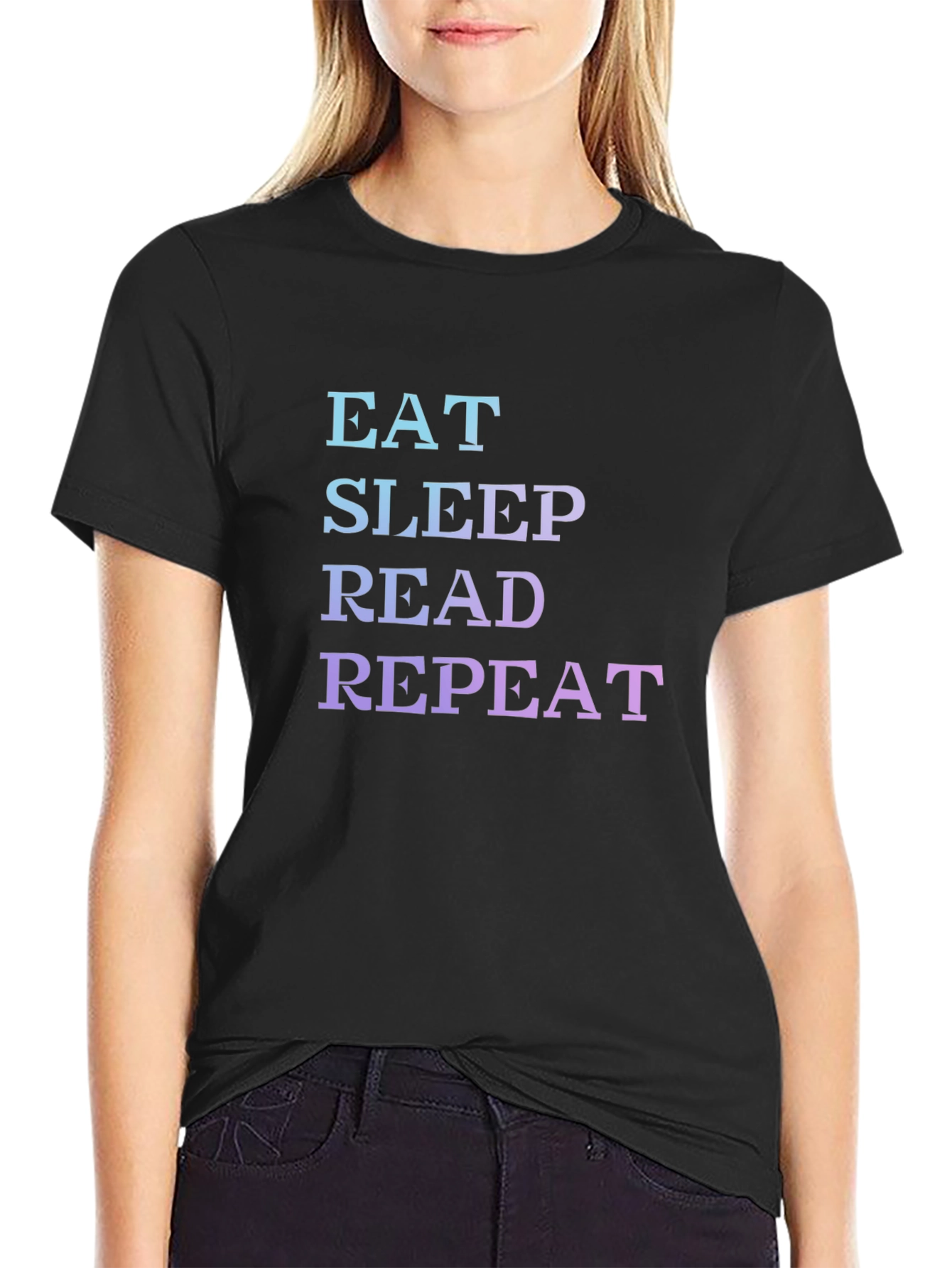 Eat Sleep Read Repeat Black T-Shirt
