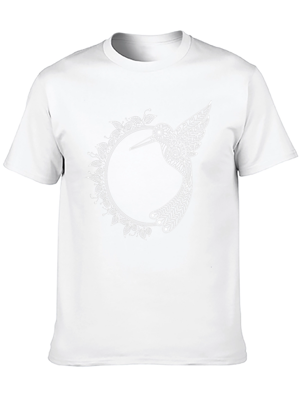 Hummingbird Mandala Graphic Tee - Black Cotton T-Shirt