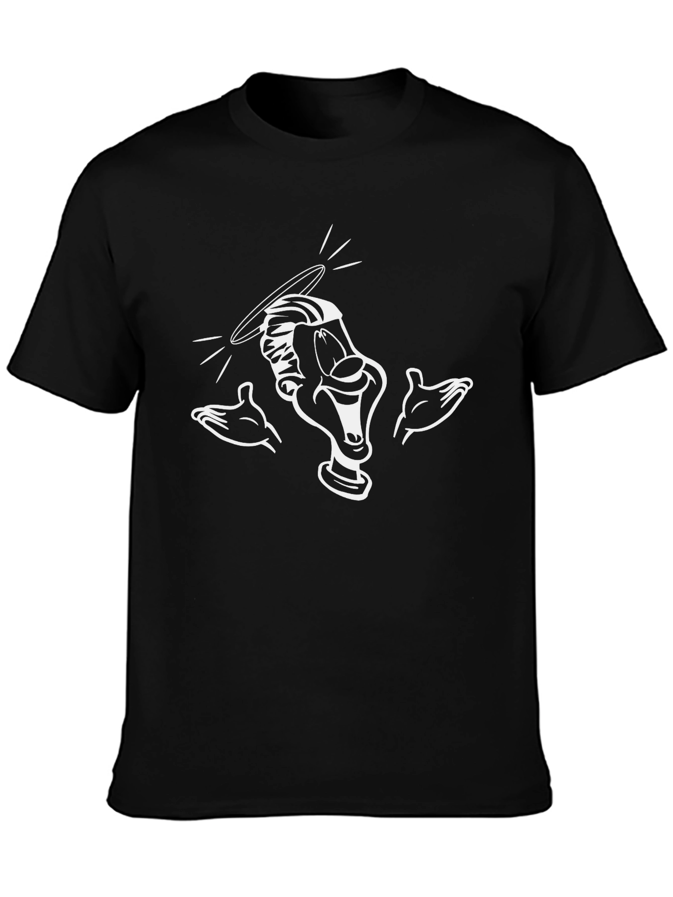 Cartoon Character Graphic T-Shirt - Black Cotton Blend