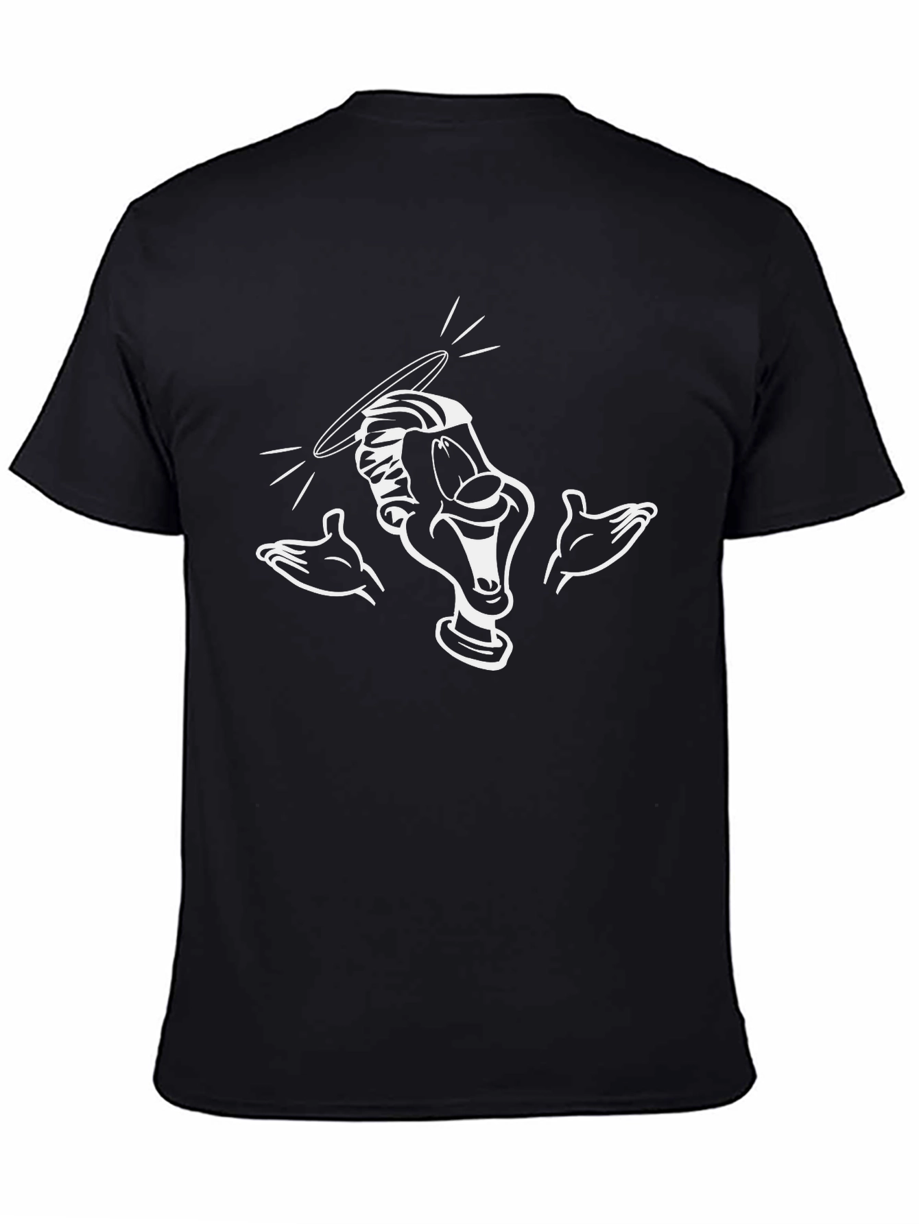 Cartoon Character Graphic T-Shirt - Black Cotton Blend