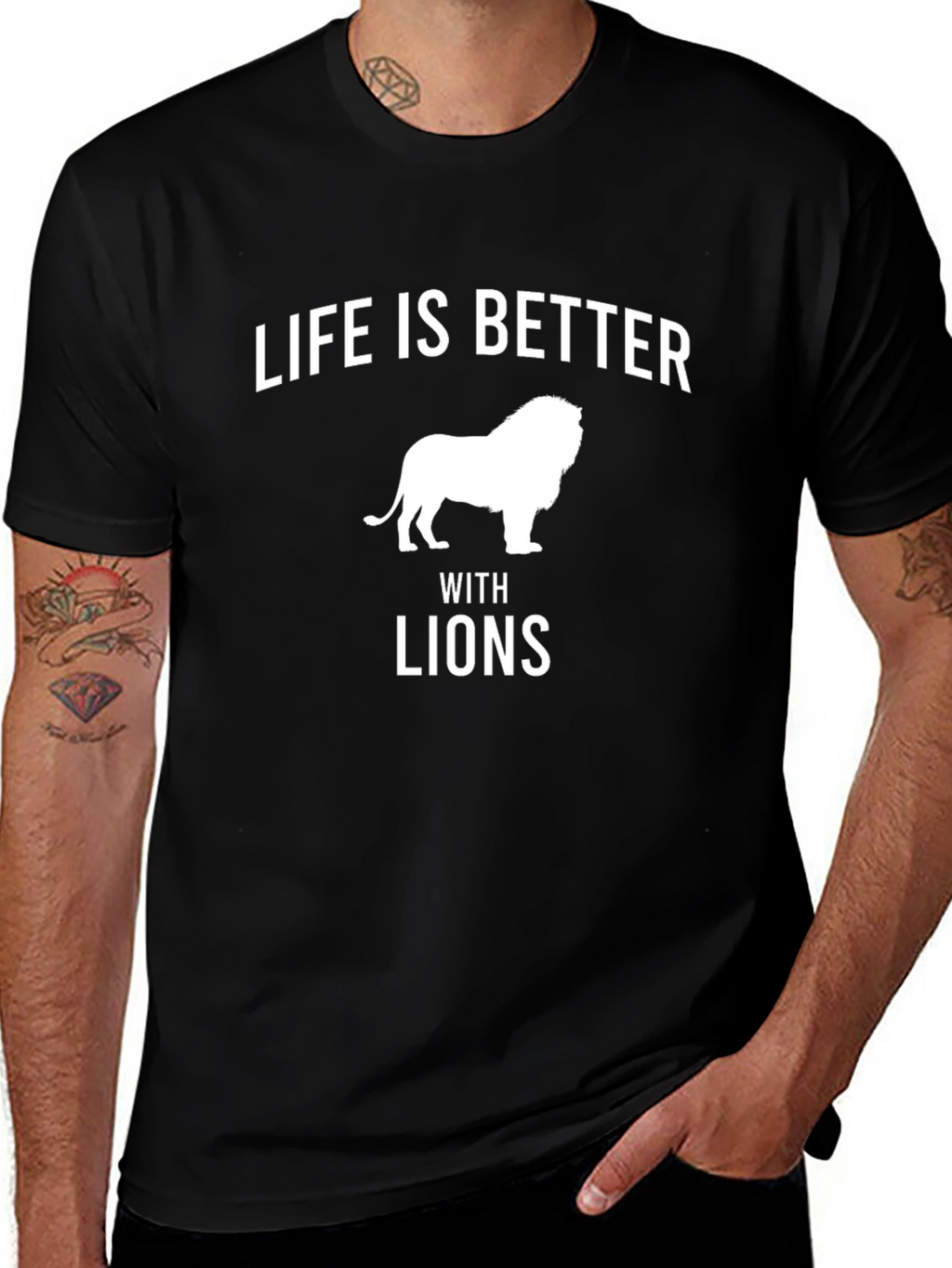 Life is Better with Lions Black Tee Shirt