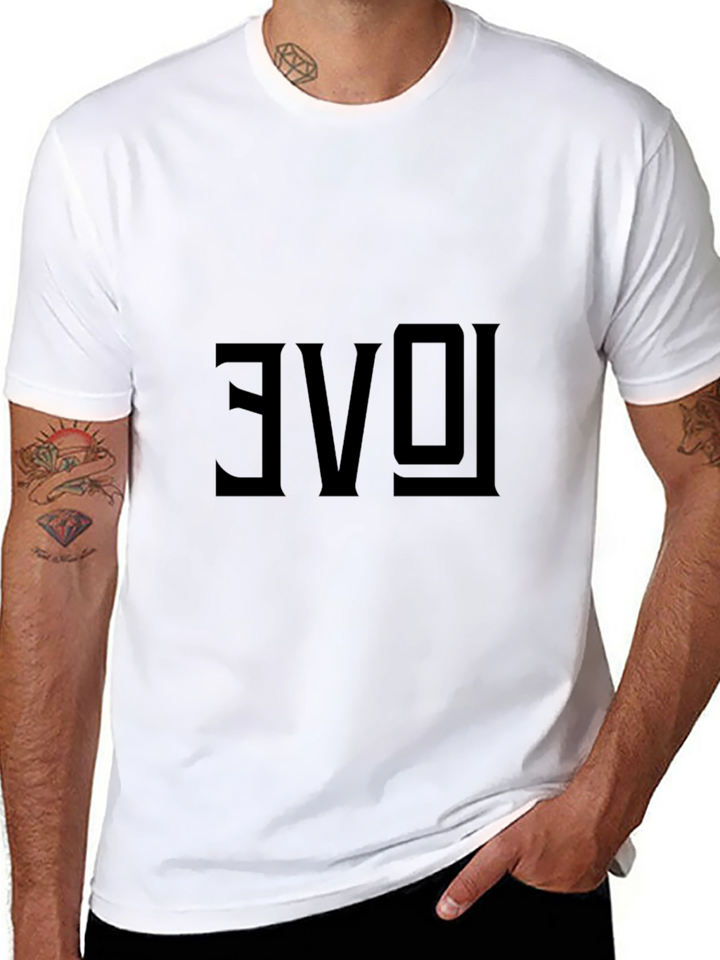 Reversed Love Graphic Black T-Shirt