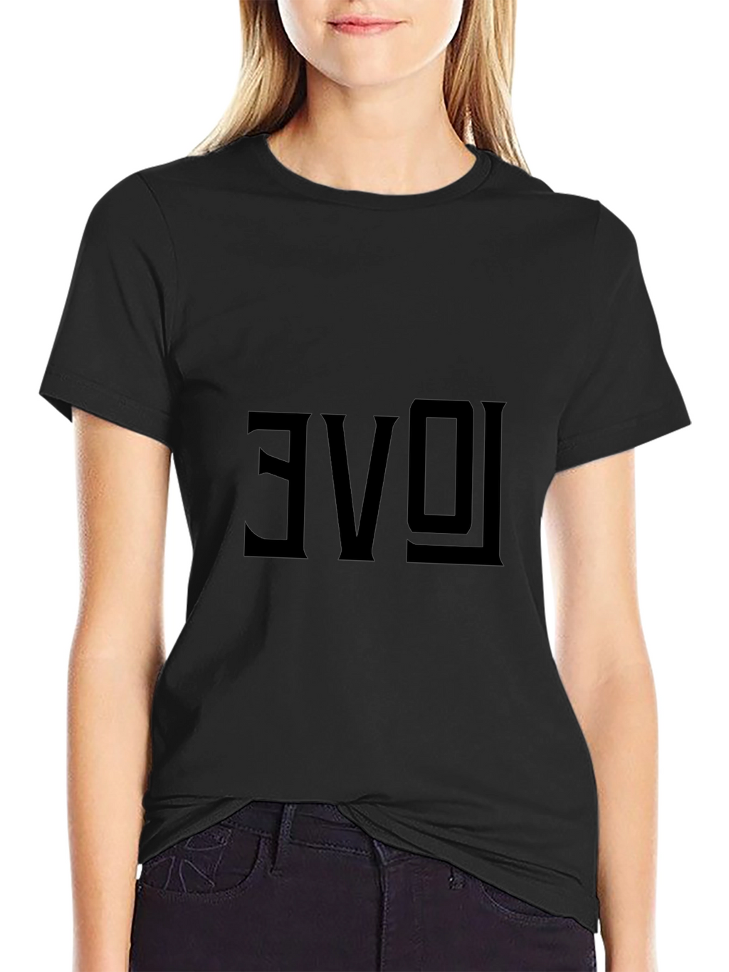 Reversed Love Graphic Black T-Shirt