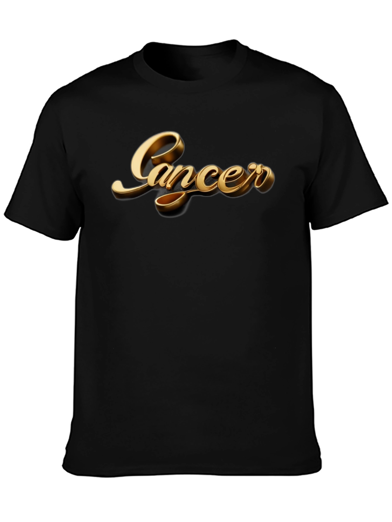 Cancer Zodiac Sign Gold Graphic Black T-Shirt
