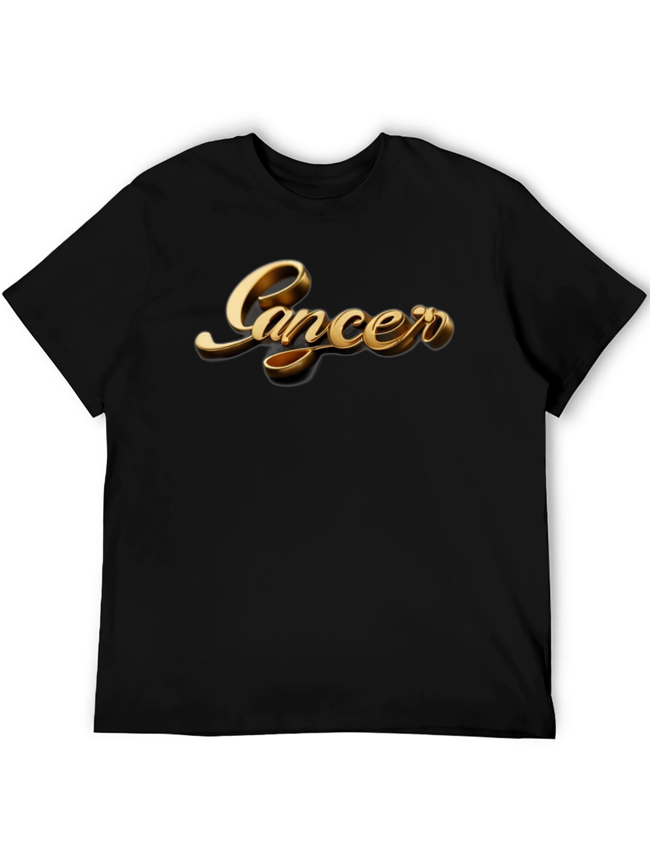 Cancer Zodiac Sign Gold Graphic Black T-Shirt