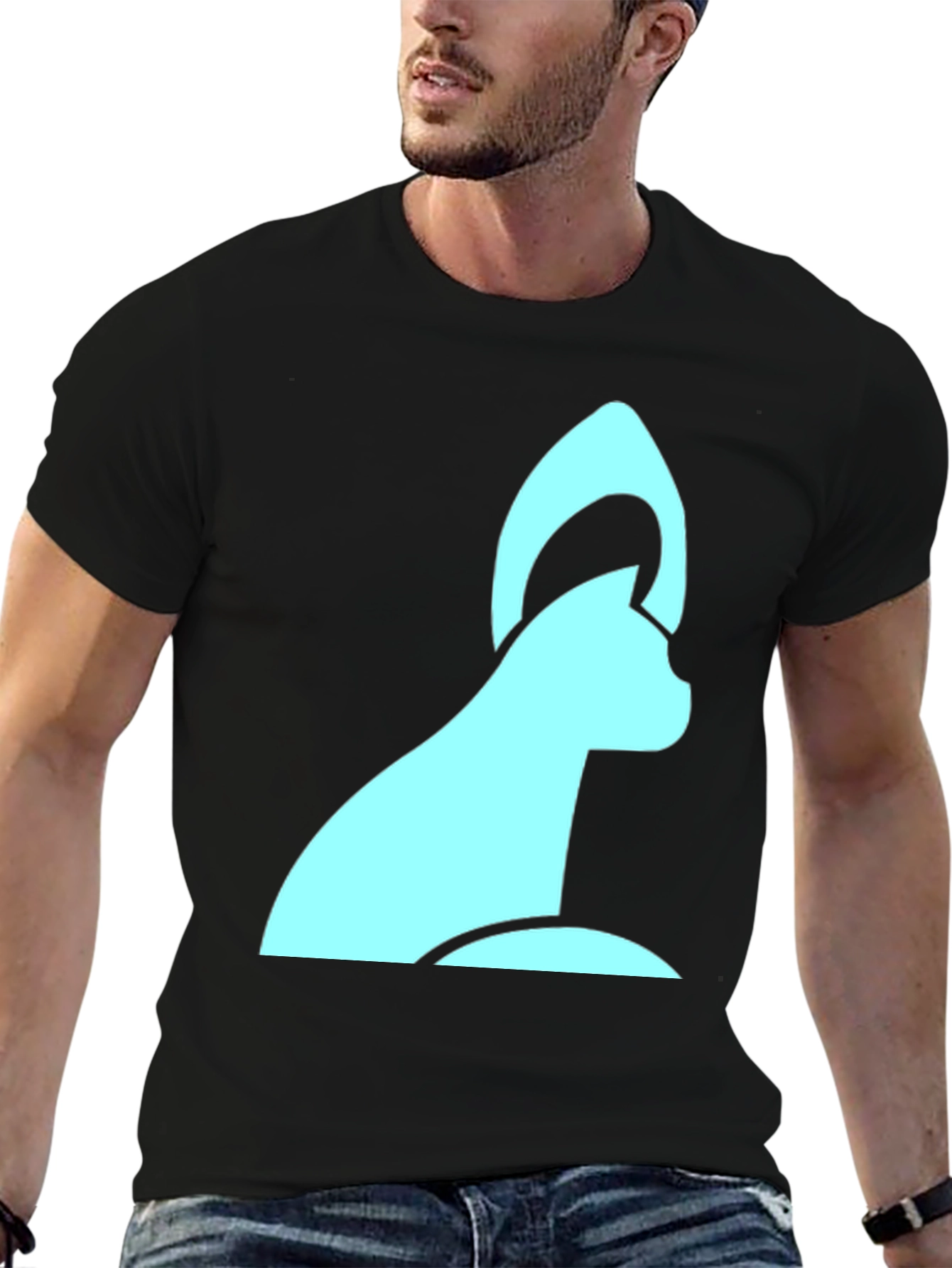 Modern Cat Graphic Black T-Shirt