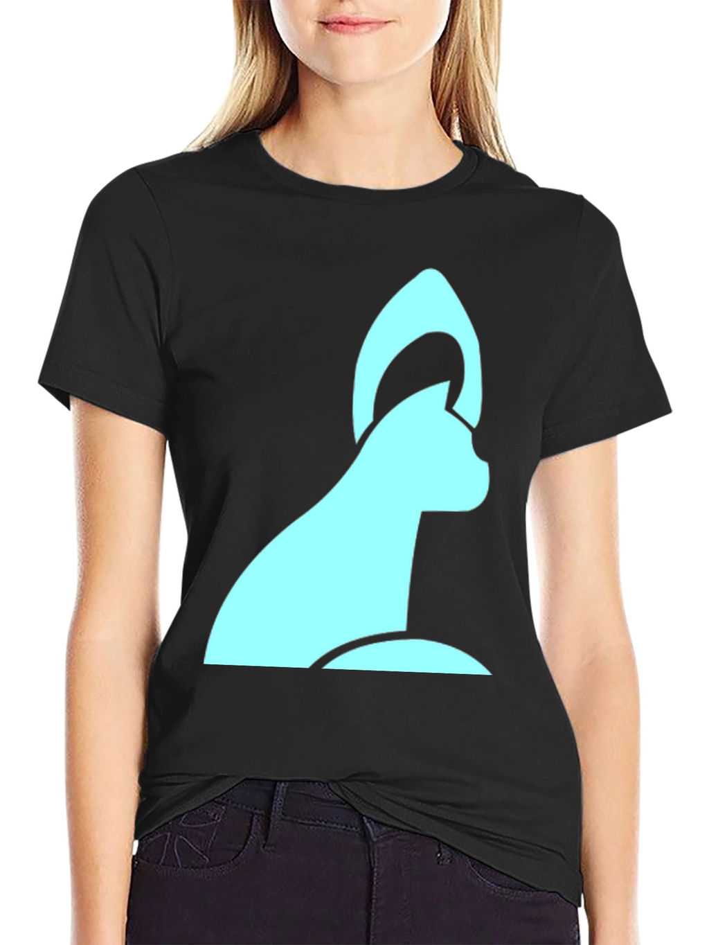 Modern Cat Graphic Black T-Shirt