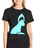 Modern Cat Graphic Black T-Shirt