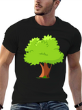 Cartoon Tree Graphic Black T-Shirt