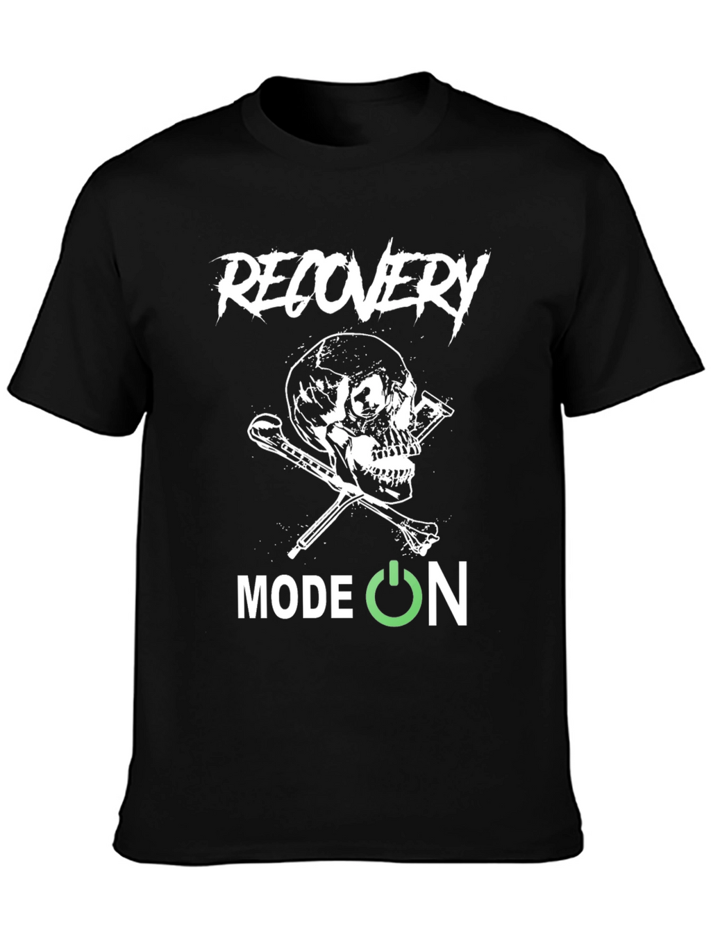 Recovery Mode On Skull Graphic Black T-Shirt
