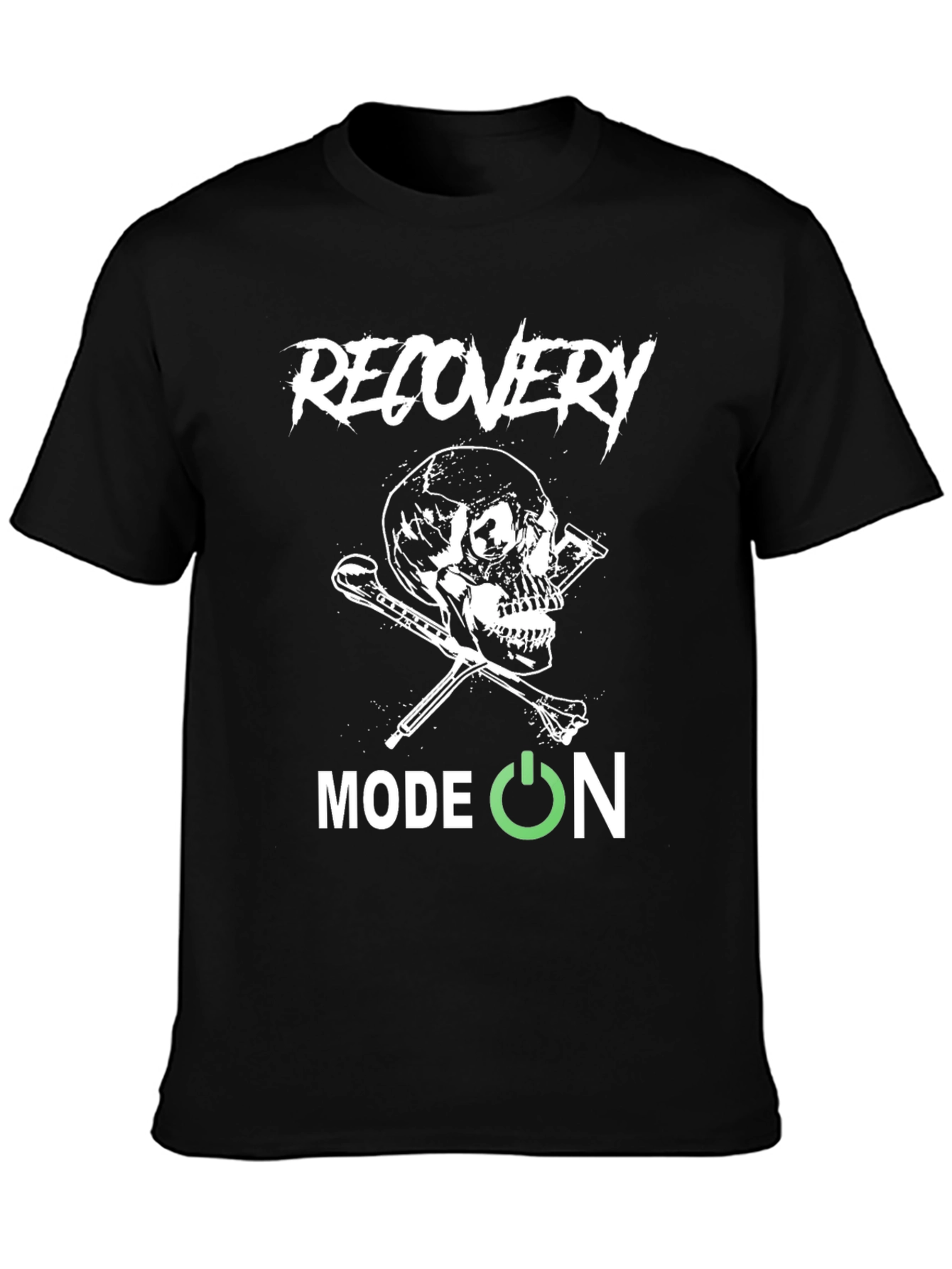 Recovery Mode On Skull Graphic Black T-Shirt