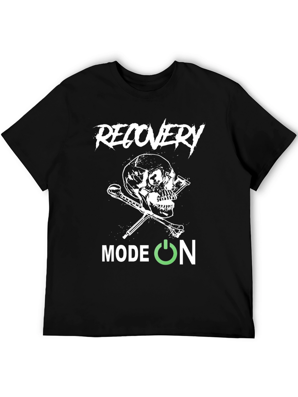 Recovery Mode On Skull Graphic Black T-Shirt