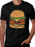 Burger Graphic Tee - Black Cotton T-Shirt