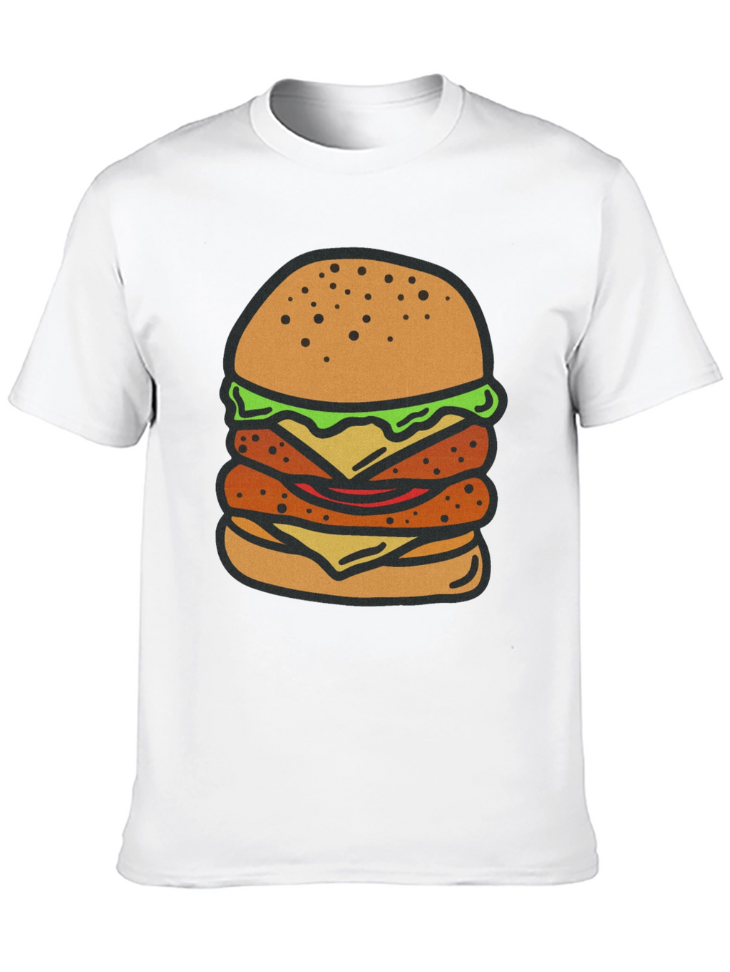 Burger Graphic Tee - Black Cotton T-Shirt