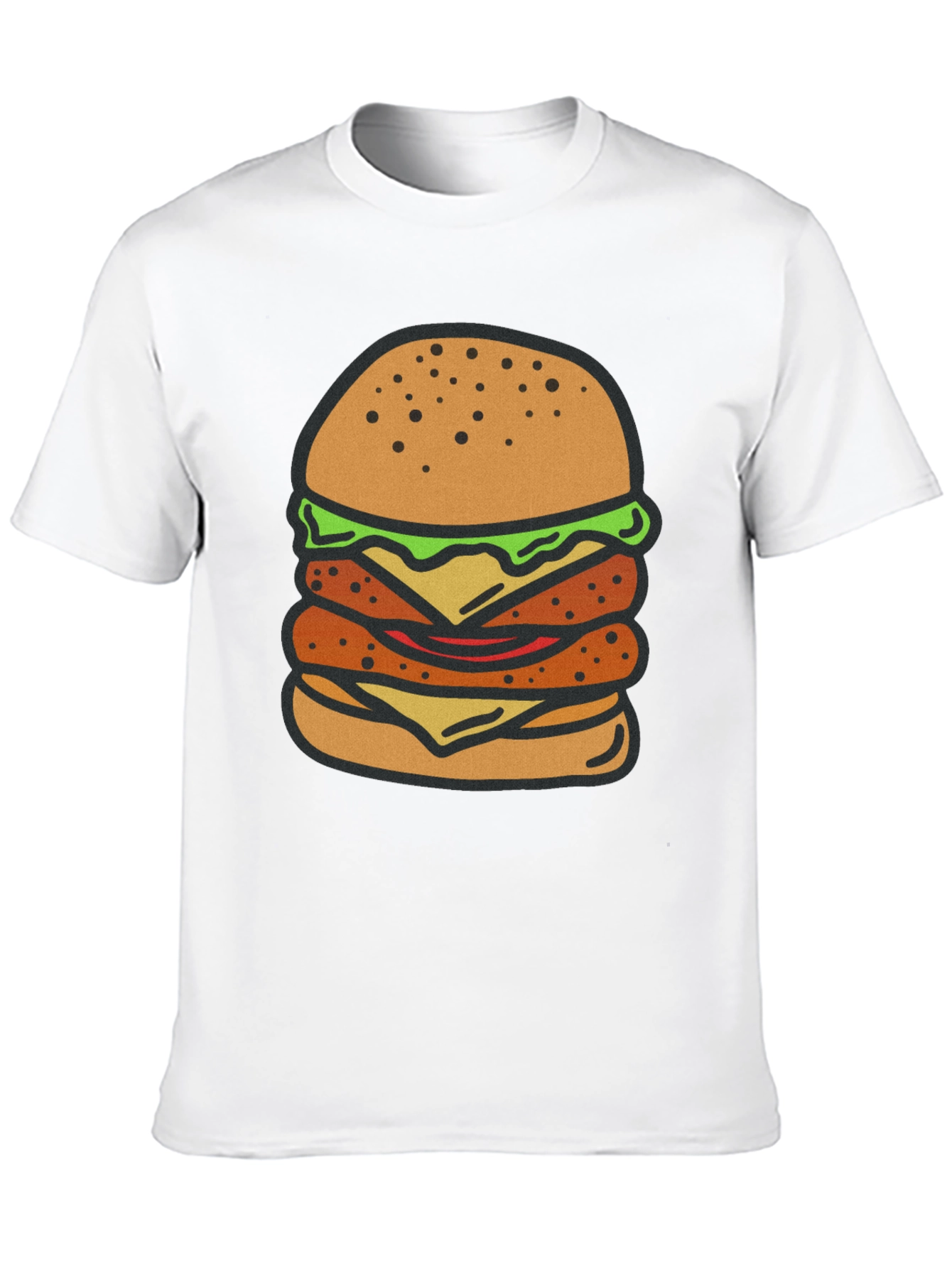 Burger Graphic Tee - Black Cotton T-Shirt