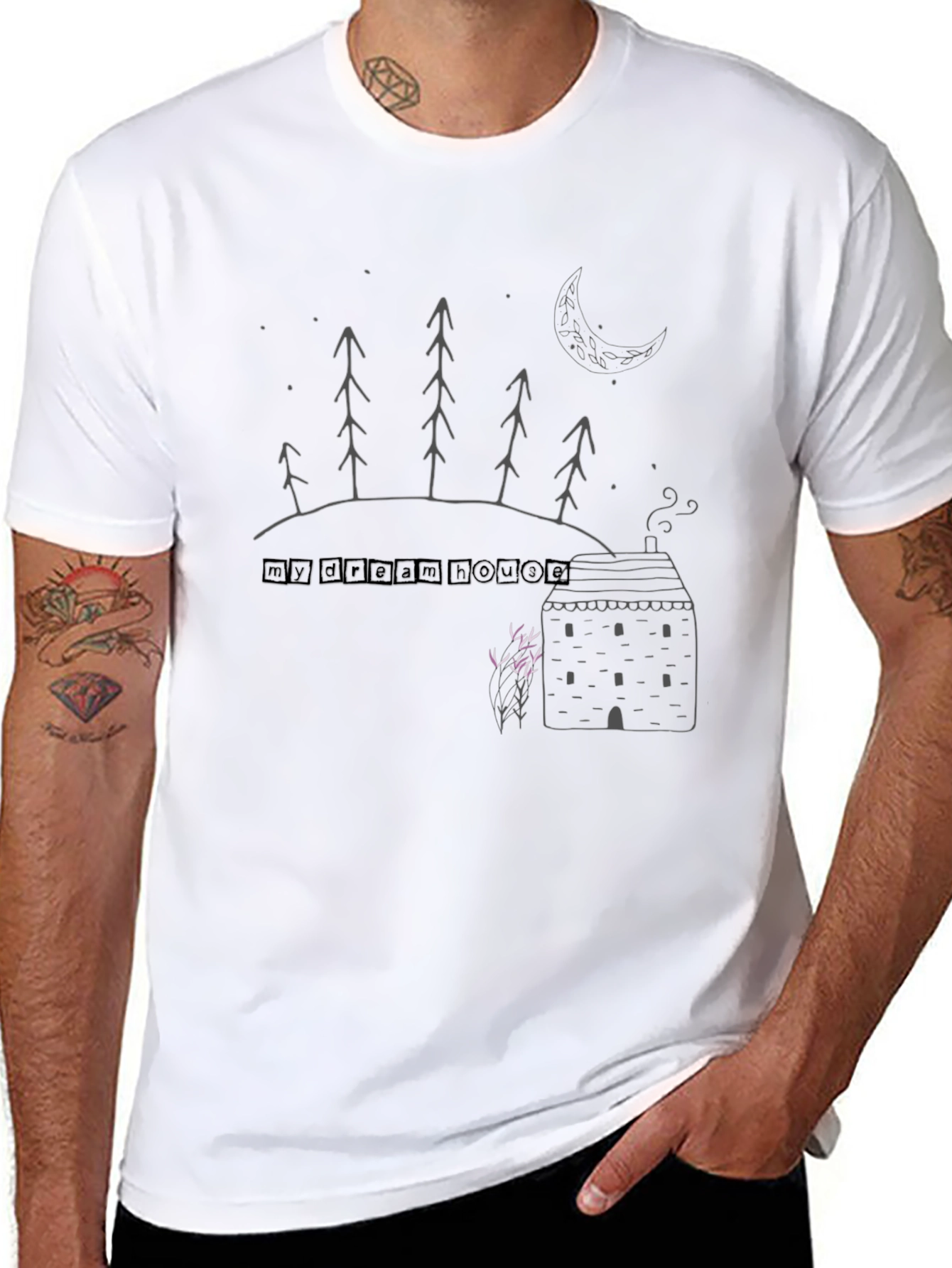 Dream House Graphic Tee - Unisex Black Cotton T-Shirt