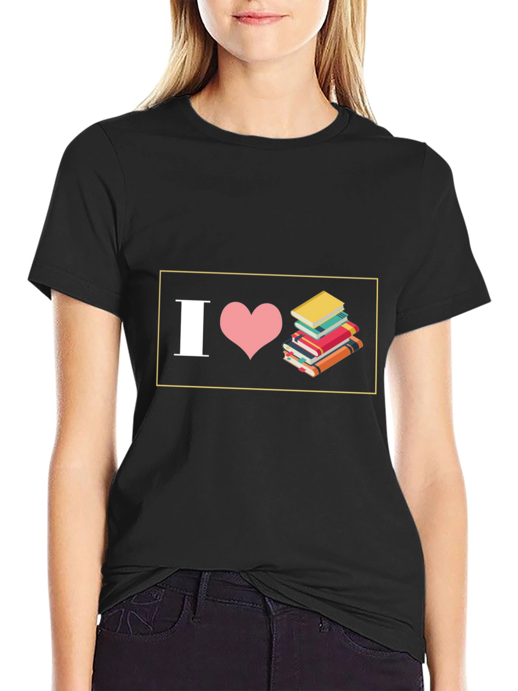 I Love Books Black T-Shirt - Readers Delight