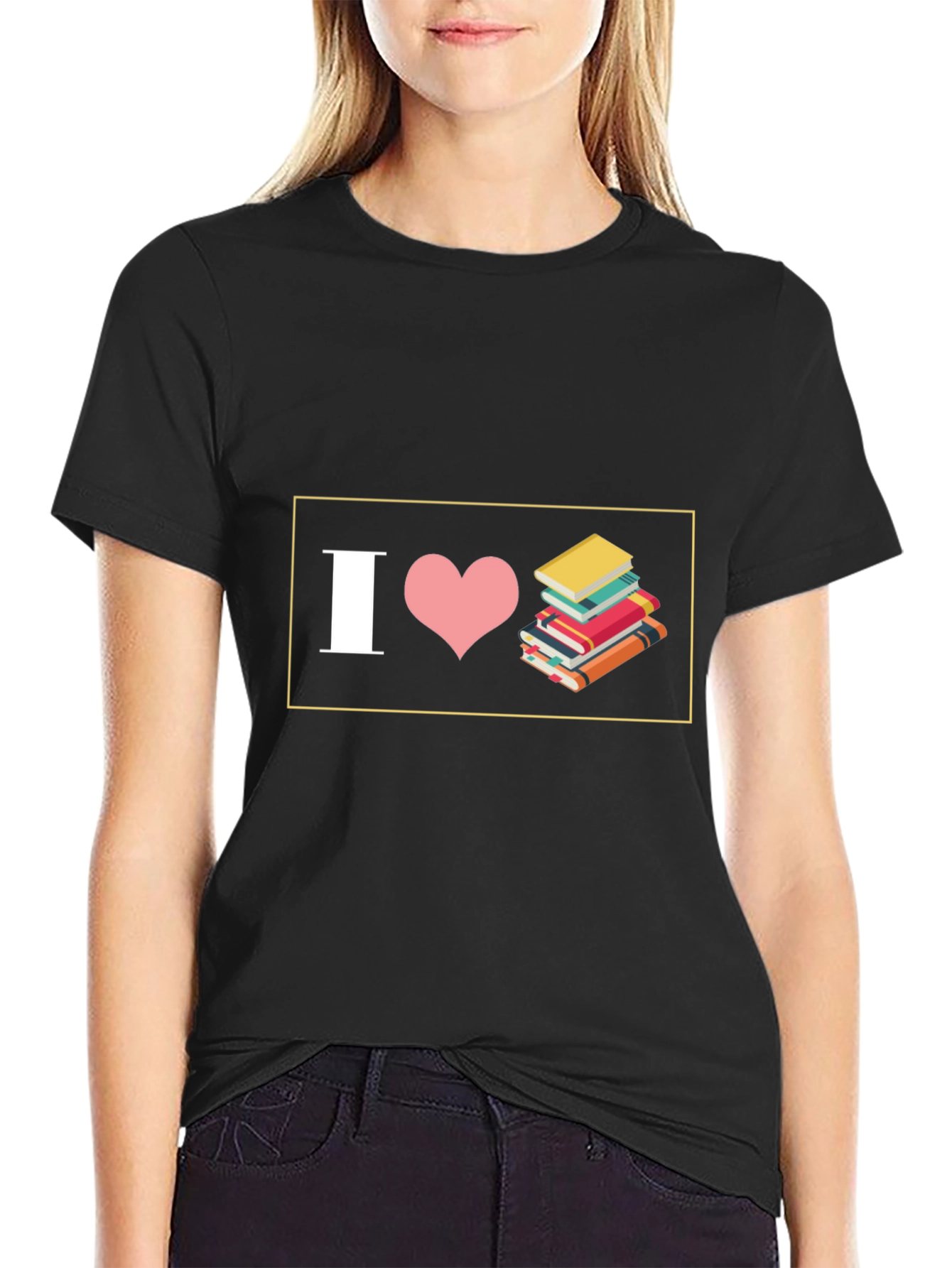 I Love Books Black T-Shirt - Readers Delight