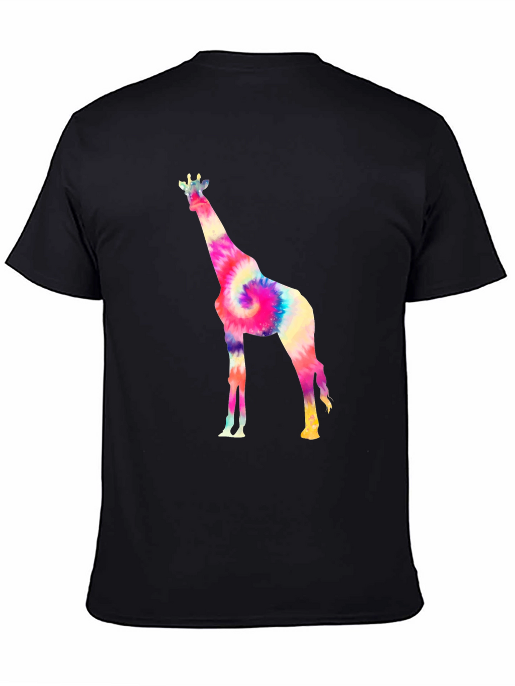 Tie-Dye Giraffe Graphic T-Shirt - Black
