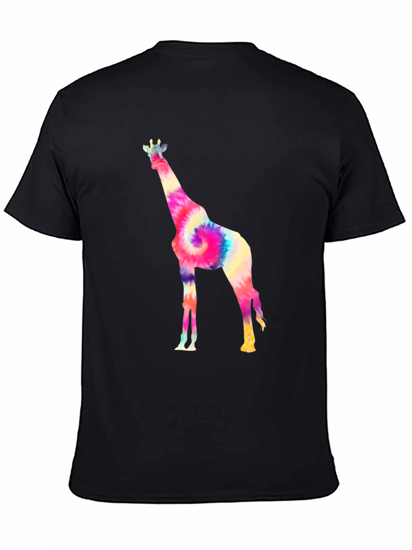 Tie-Dye Giraffe Graphic T-Shirt - Black