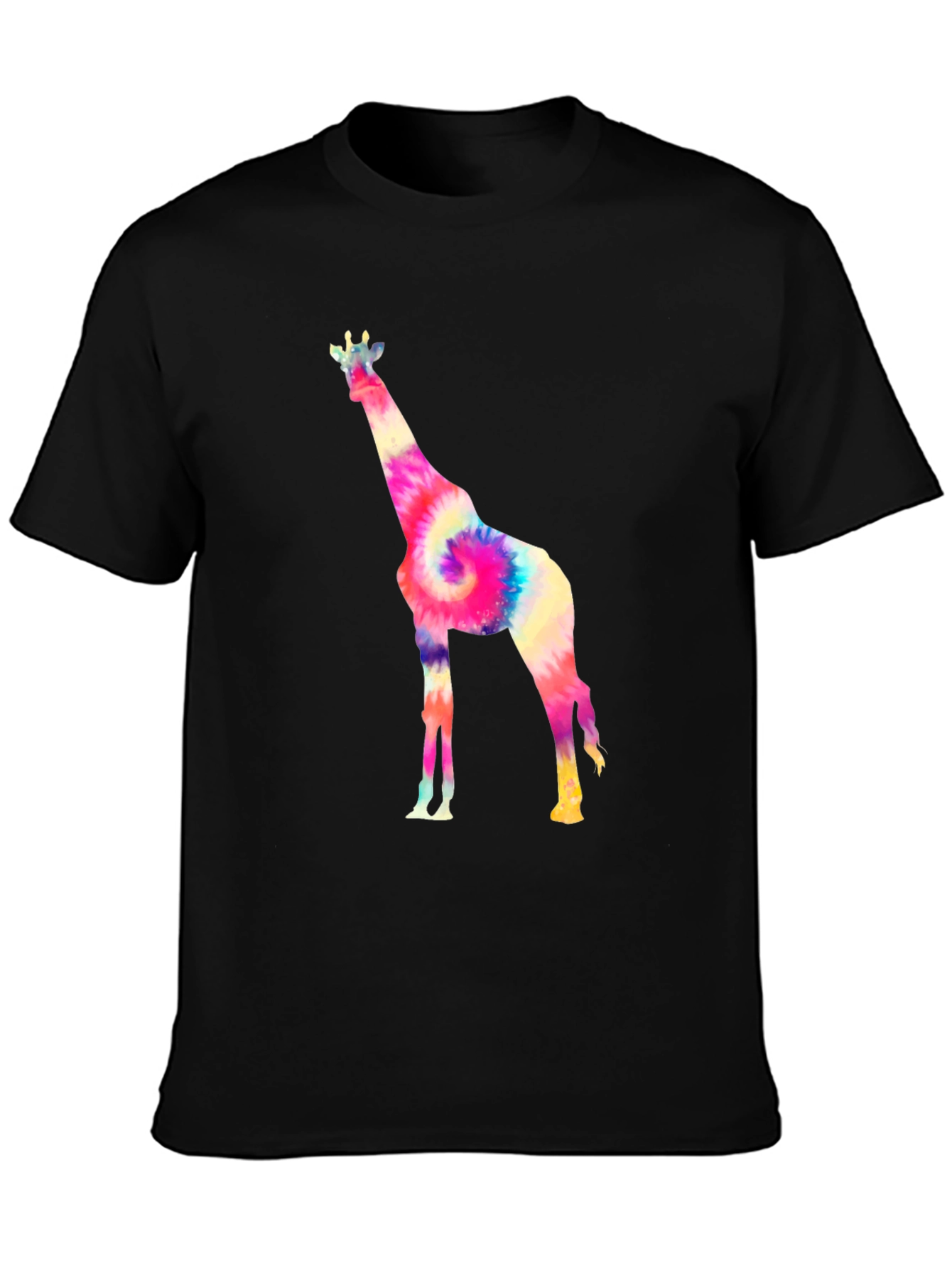 Tie-Dye Giraffe Graphic T-Shirt - Black