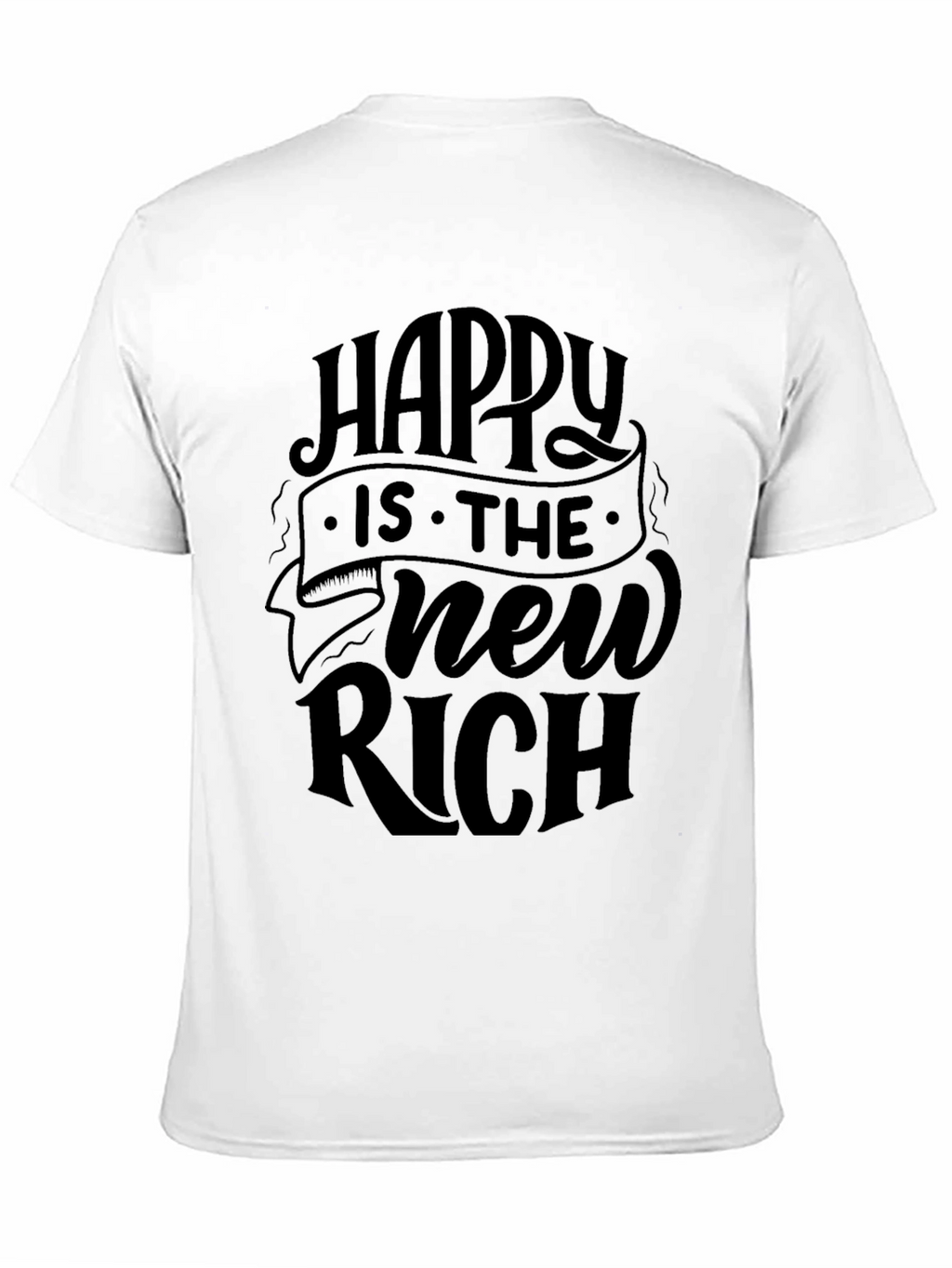 Happy is the New Rich Black T-Shirt