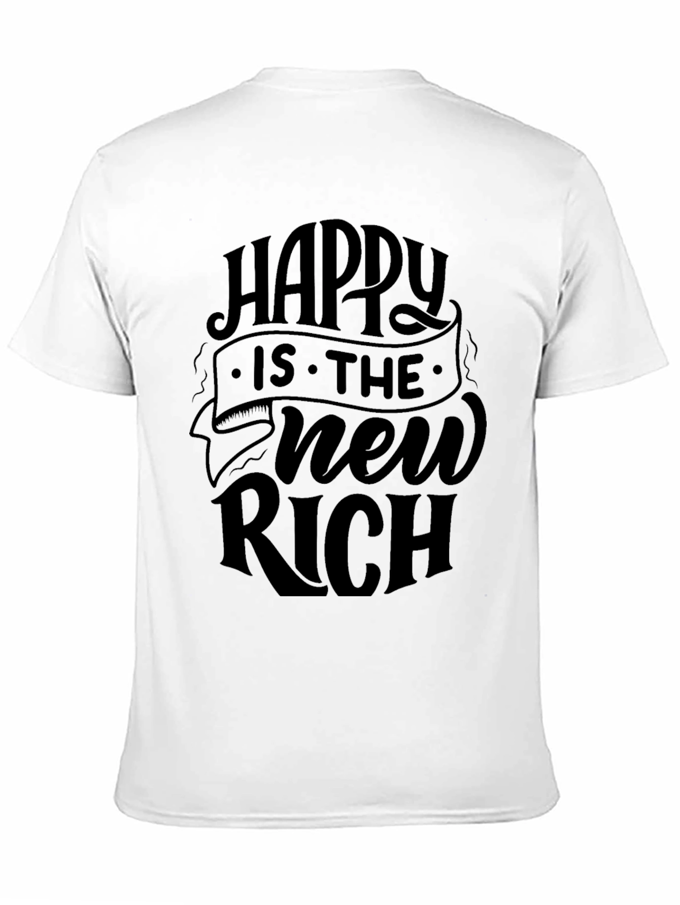 Happy is the New Rich Black T-Shirt