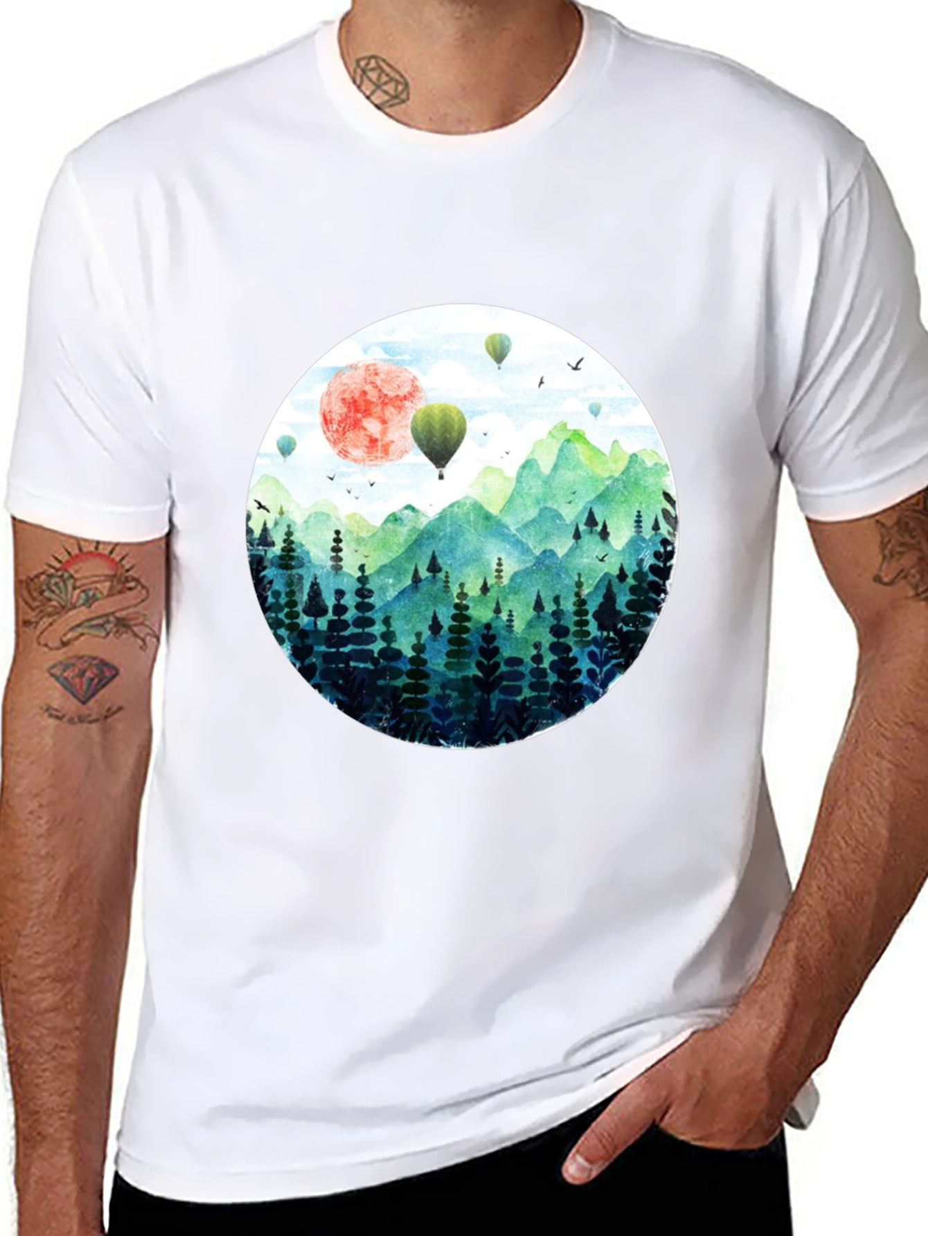 Nature Scene Graphic Tee - Mens Black T-Shirt