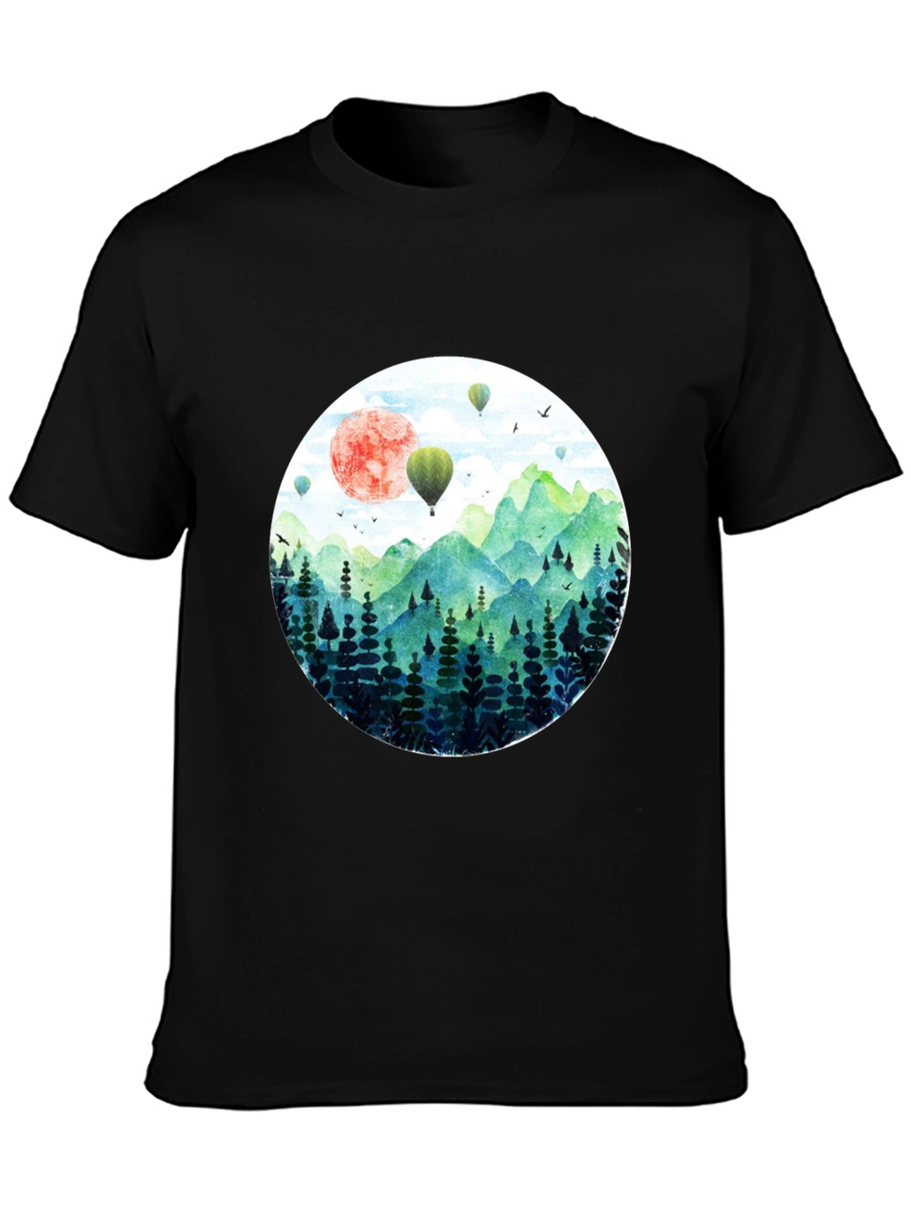 Nature Scene Graphic Tee - Mens Black T-Shirt