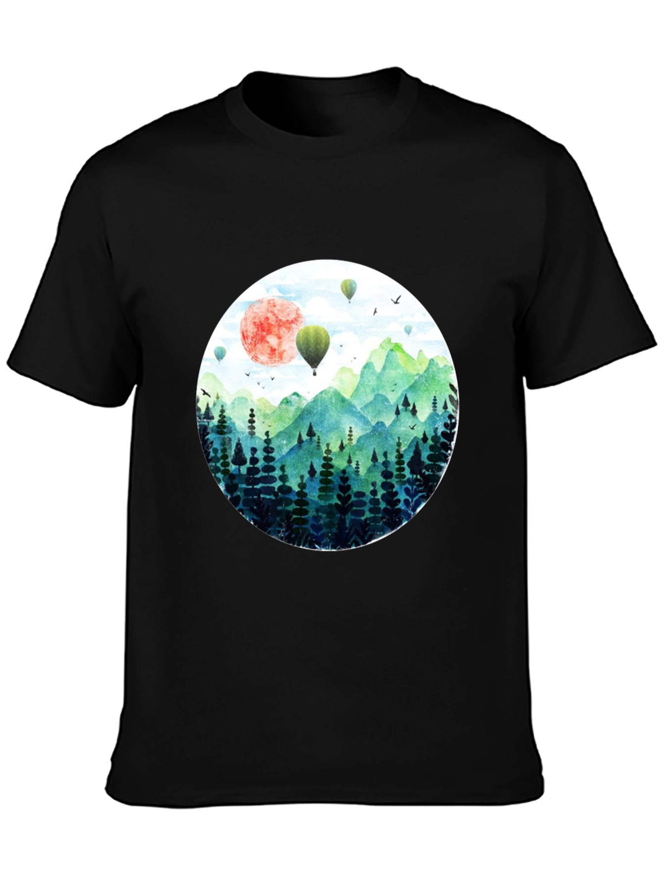 Nature Scene Graphic Tee - Mens Black T-Shirt