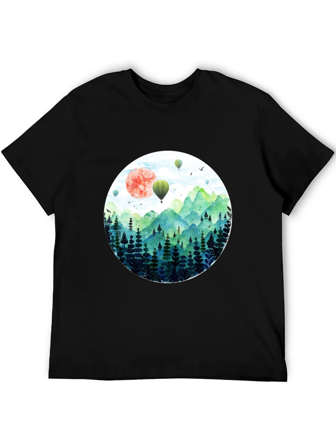 Nature Scene Graphic Tee - Mens Black T-Shirt