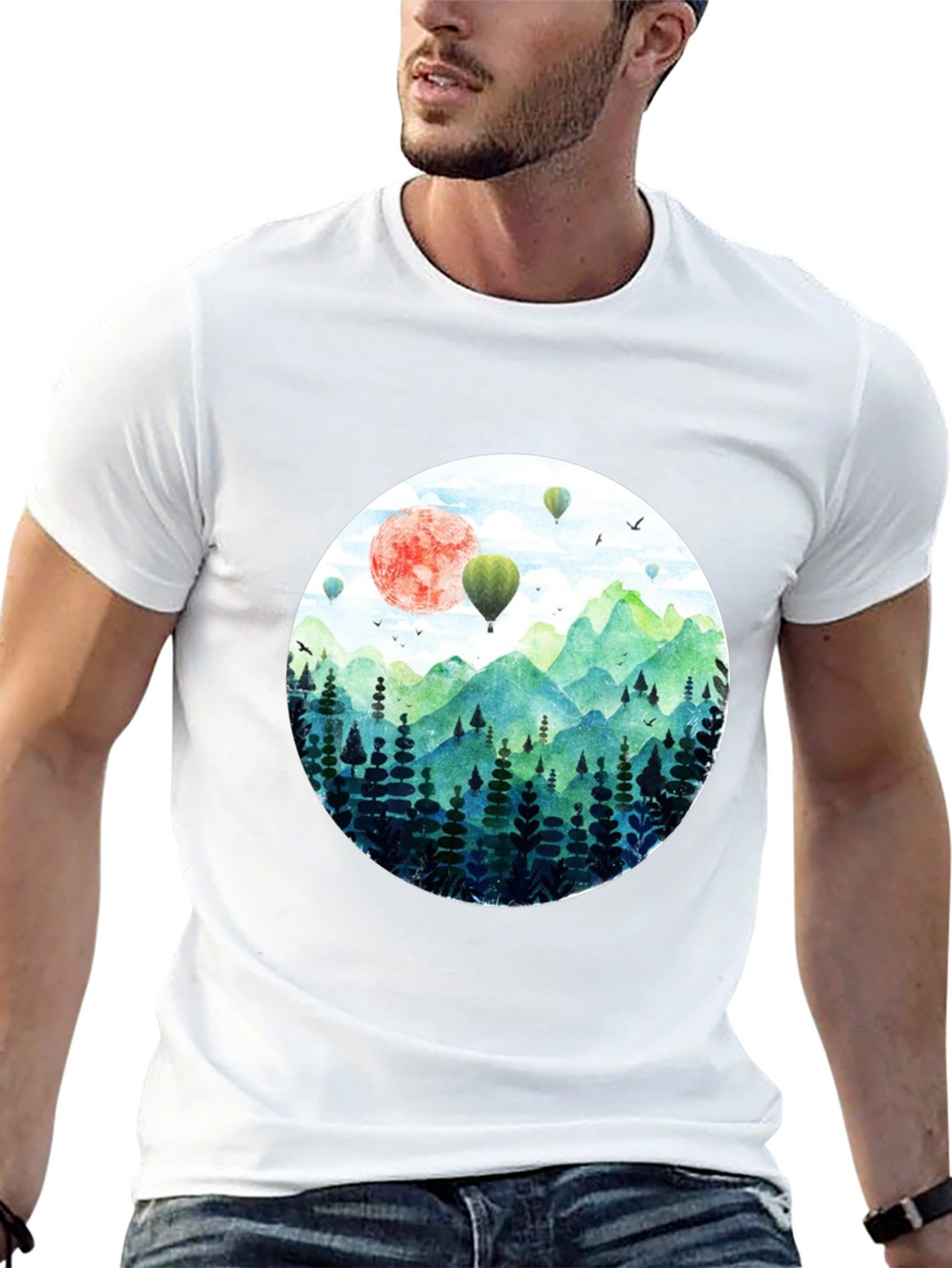 Nature Scene Graphic Tee - Mens Black T-Shirt