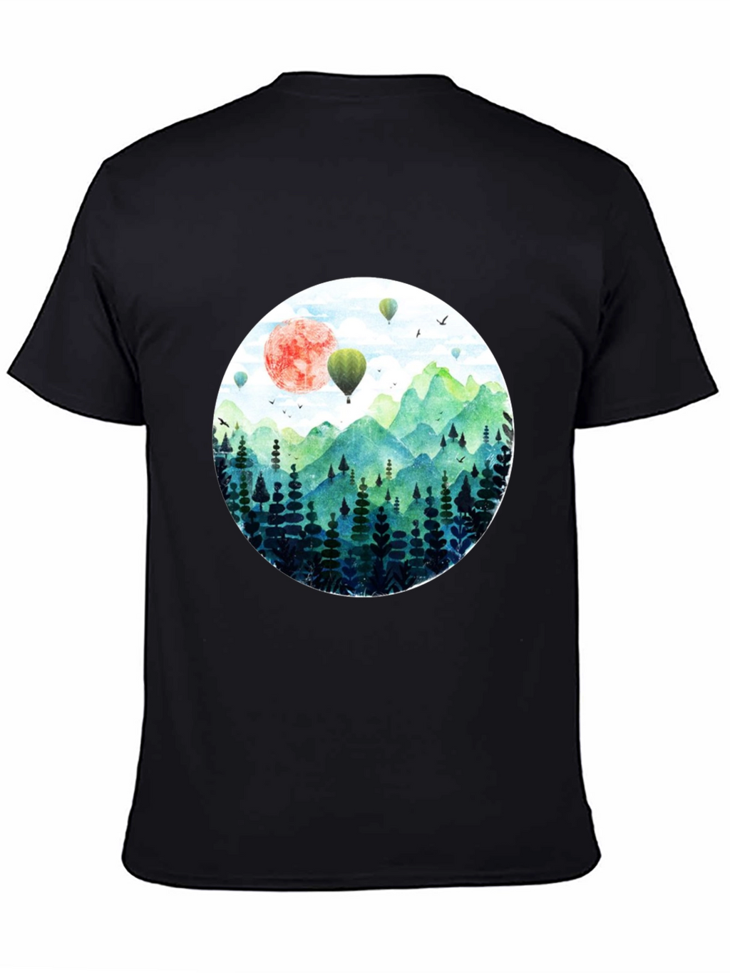Nature Scene Graphic Tee - Mens Black T-Shirt