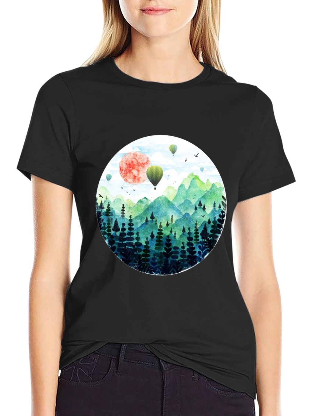 Nature Scene Graphic Tee - Mens Black T-Shirt