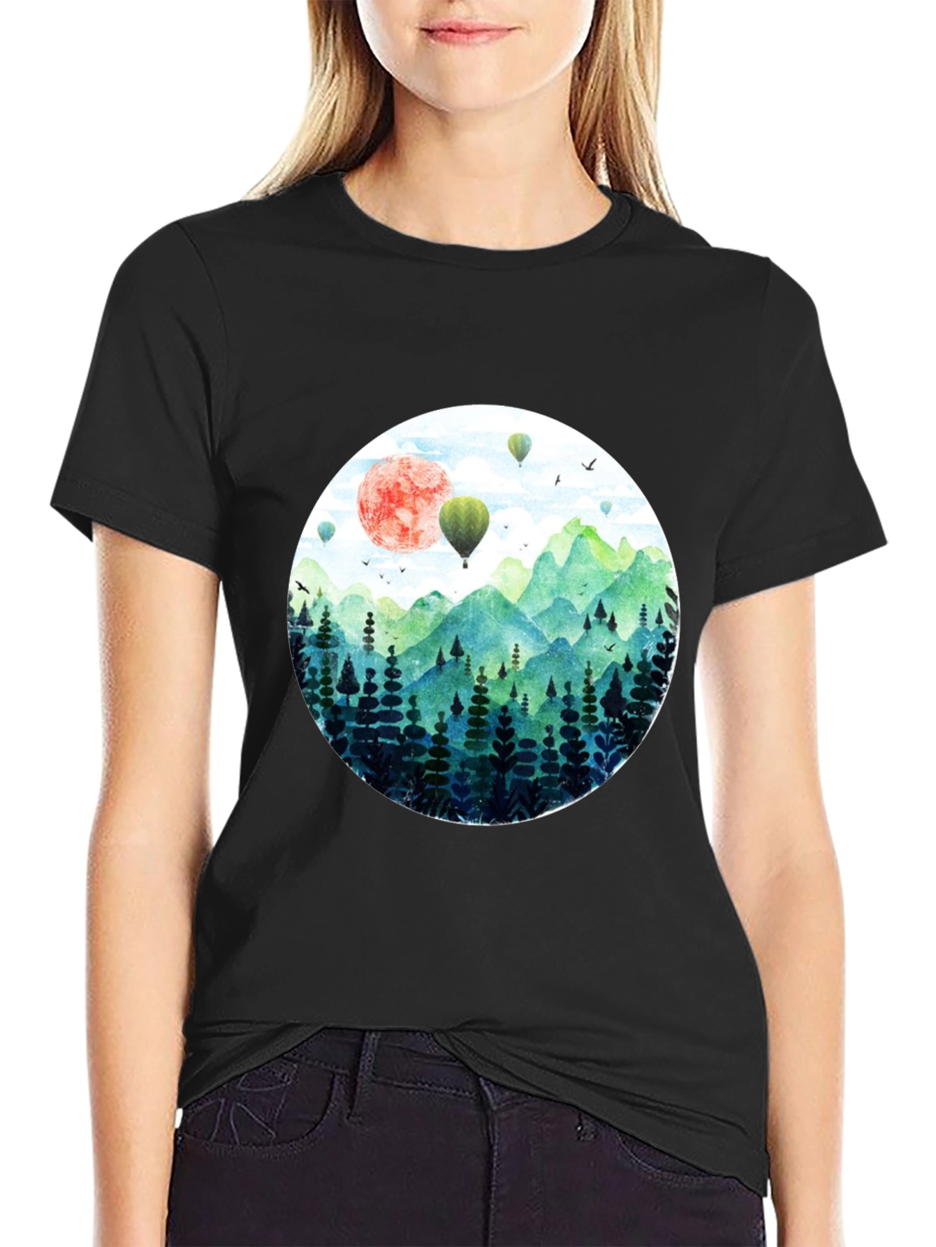 Nature Scene Graphic Tee - Mens Black T-Shirt