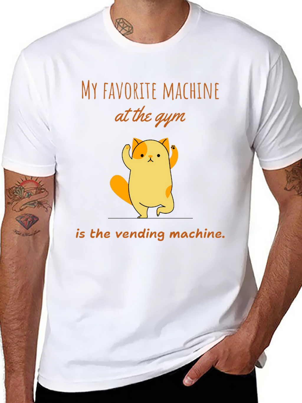 Gym Humor T-Shirt - Vending Machine Cat