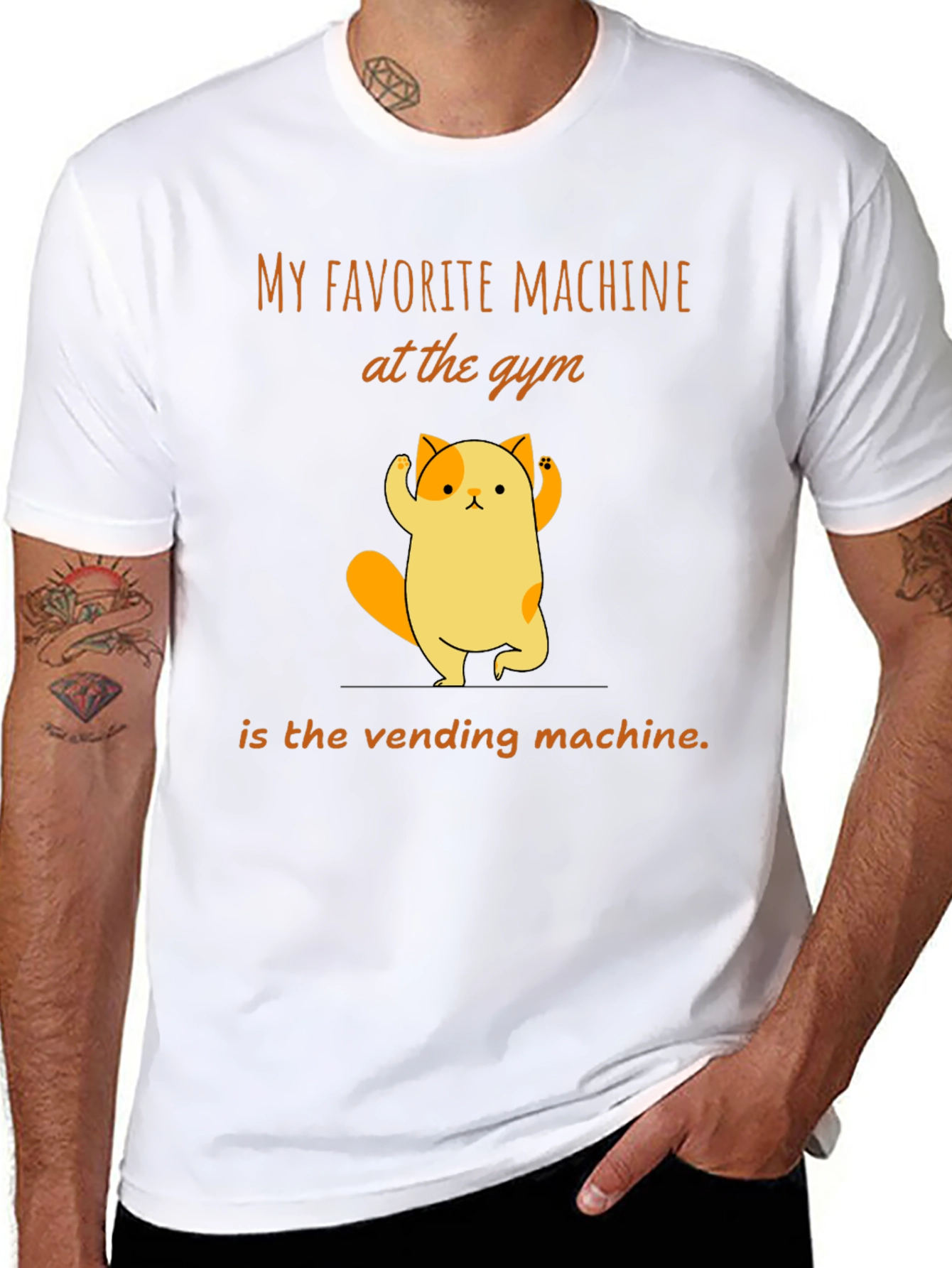 Gym Humor T-Shirt - Vending Machine Cat