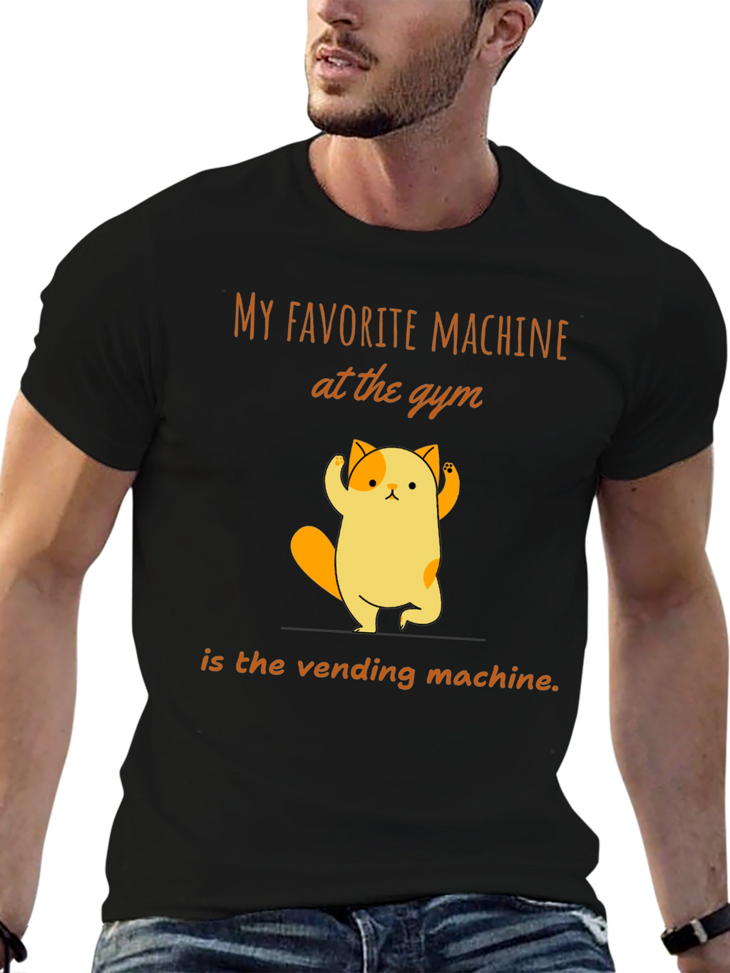 Gym Humor T-Shirt - Vending Machine Cat