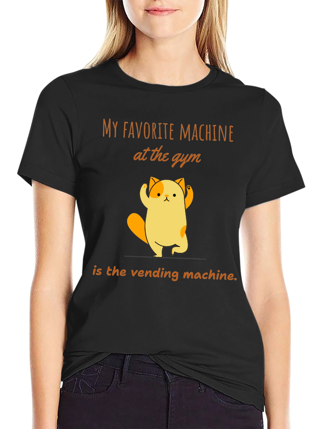Gym Humor T-Shirt - Vending Machine Cat