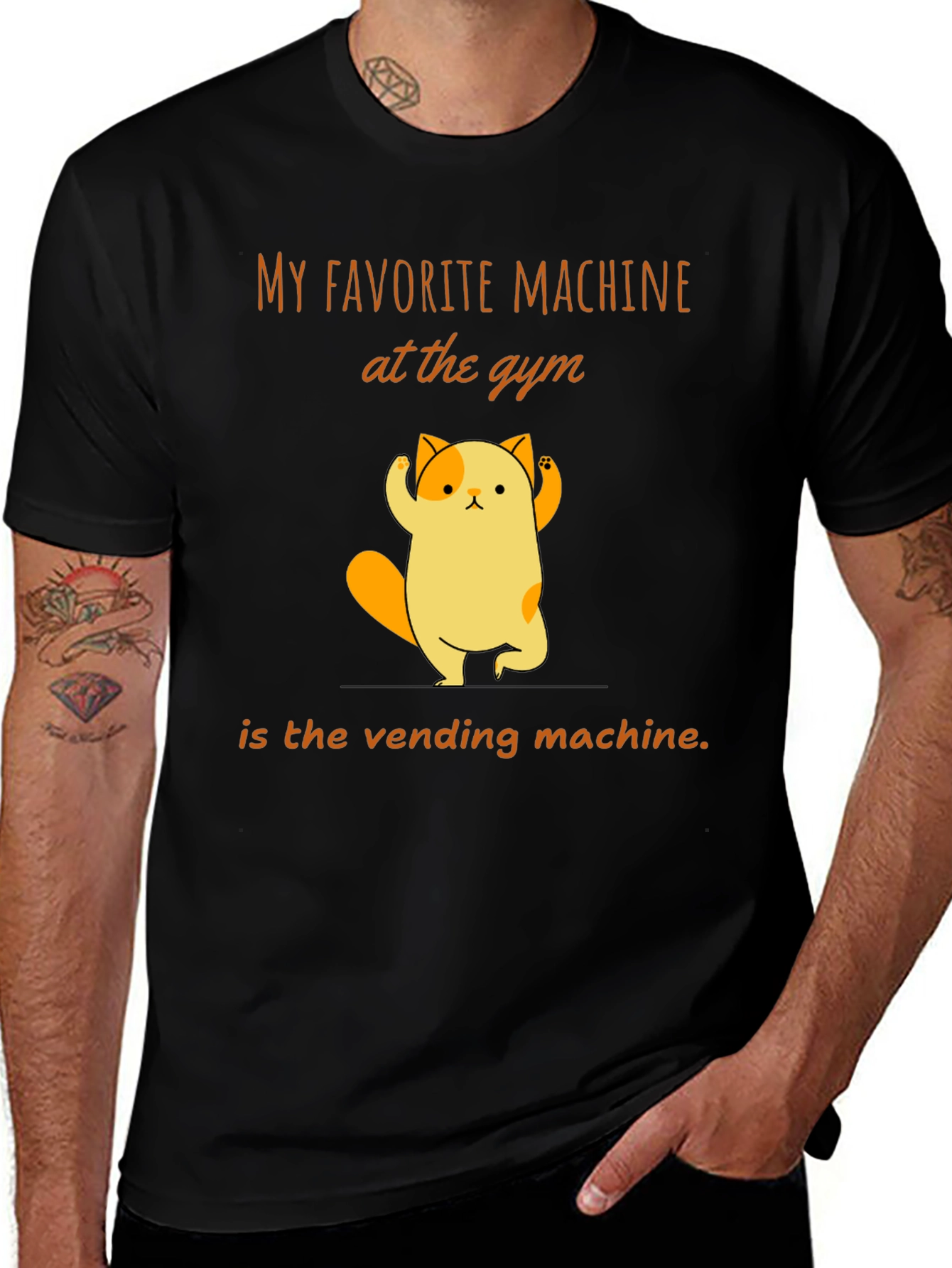 Gym Humor T-Shirt - Vending Machine Cat