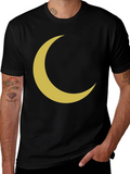 Crescent Moon Graphic Tee - Black Cotton T-Shirt