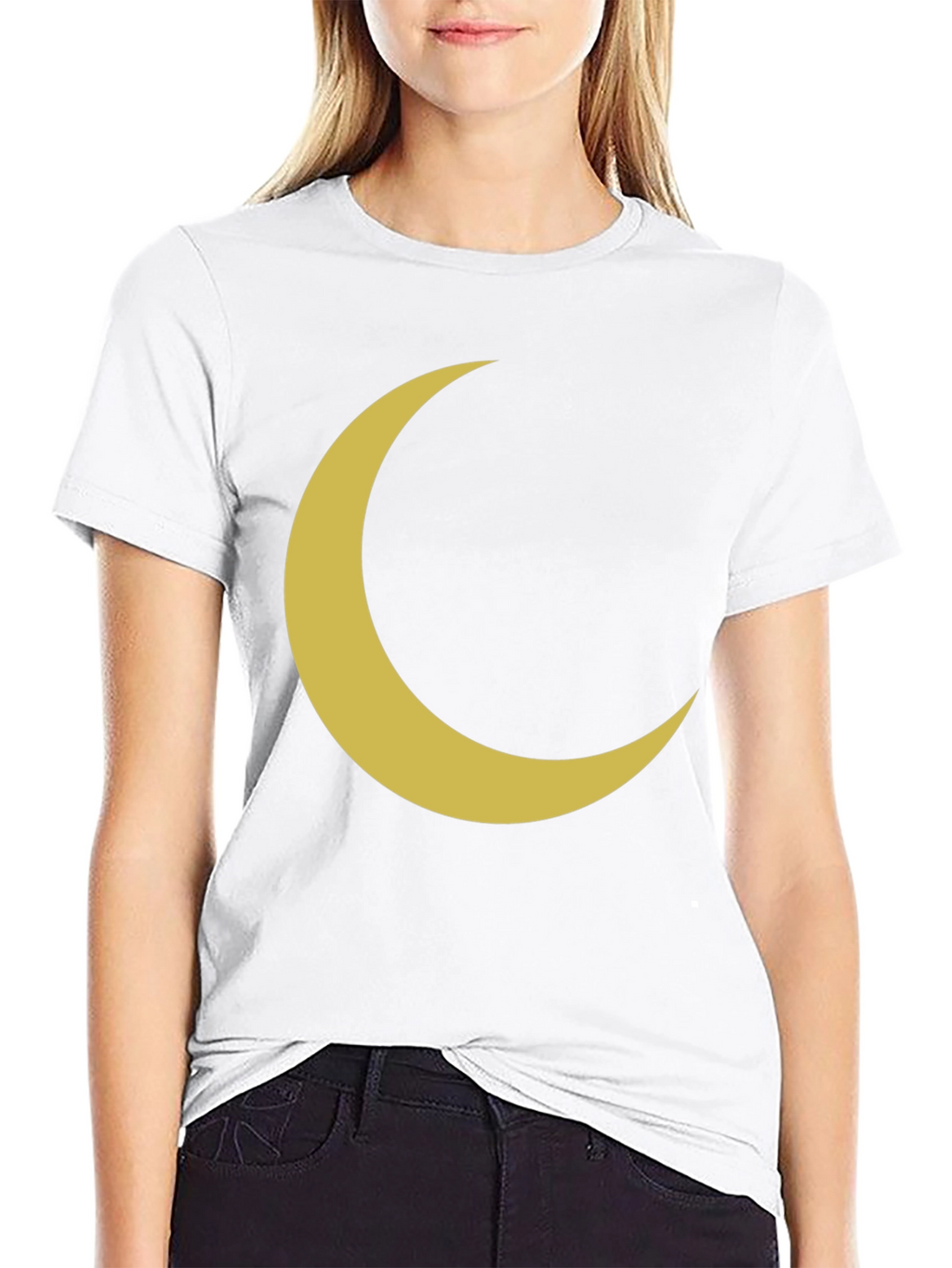 Crescent Moon Graphic Tee - Black Cotton T-Shirt