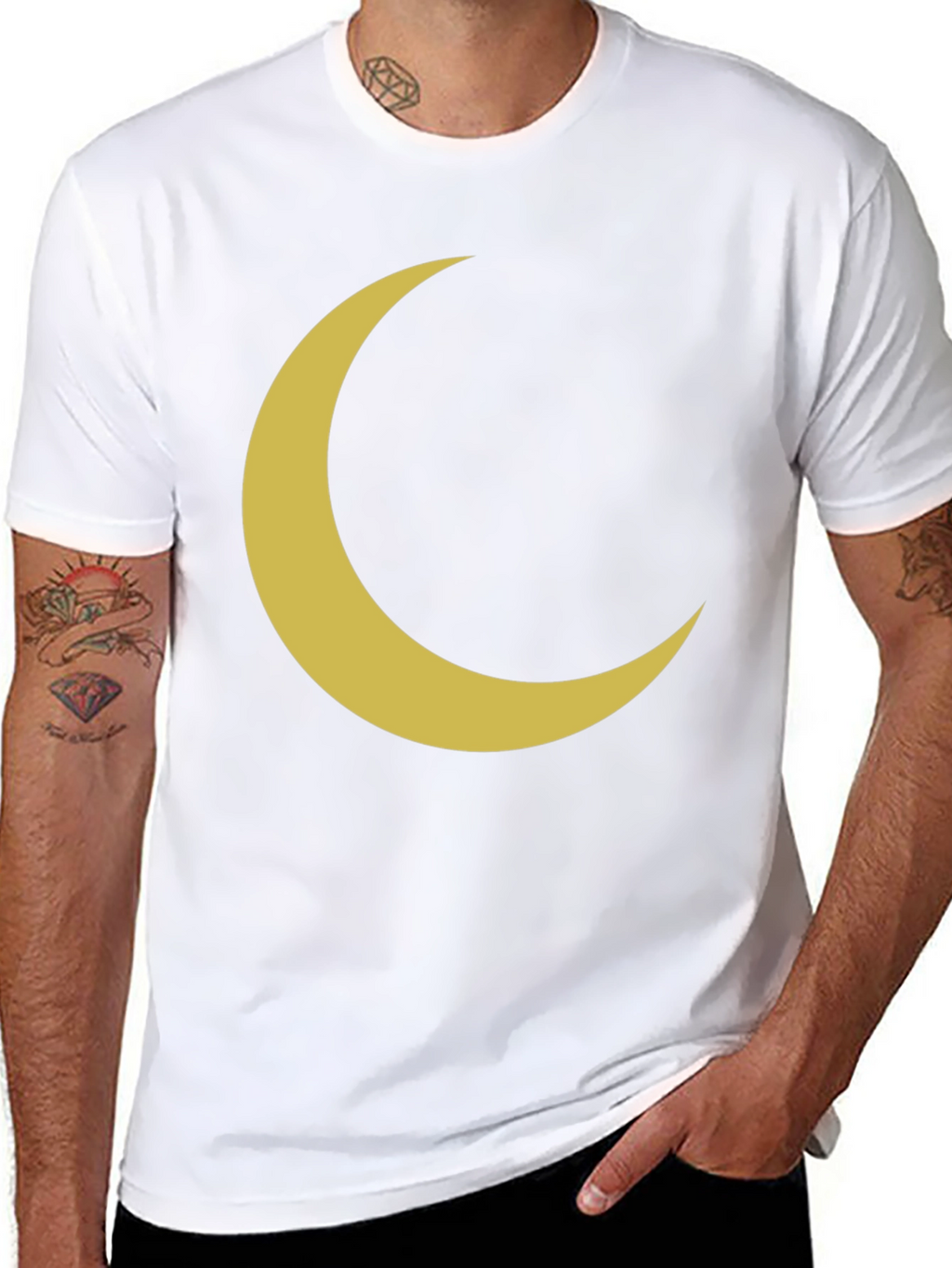 Crescent Moon Graphic Tee - Black Cotton T-Shirt